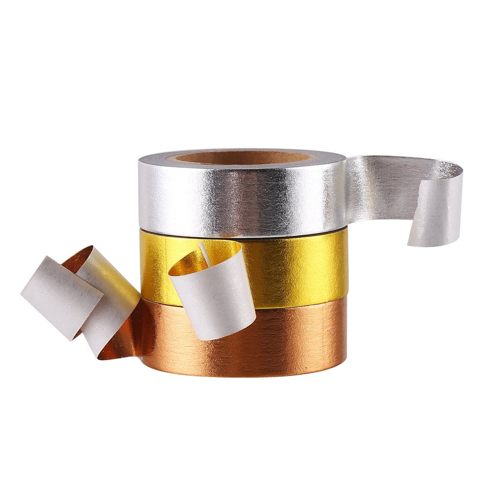 DECORA 3 Pieces Gold Washi Masking Tape Collection Premium DIY Arts & Crafts Tape and Gift Wrapping