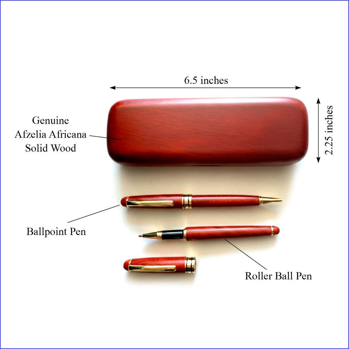 Personalized Solid Afzelia Africana Wood Graduation Pen Set for Him and Her