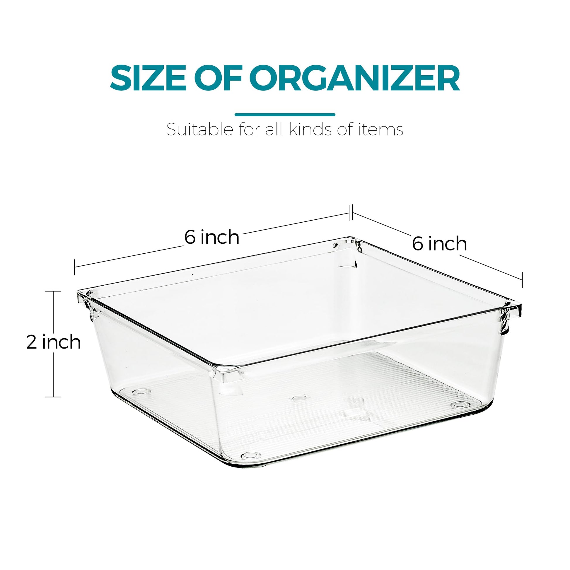Ravinte Decor 4 Pack Drawer Organizers, 6"X 6" Clear Acrylic Storage Bins