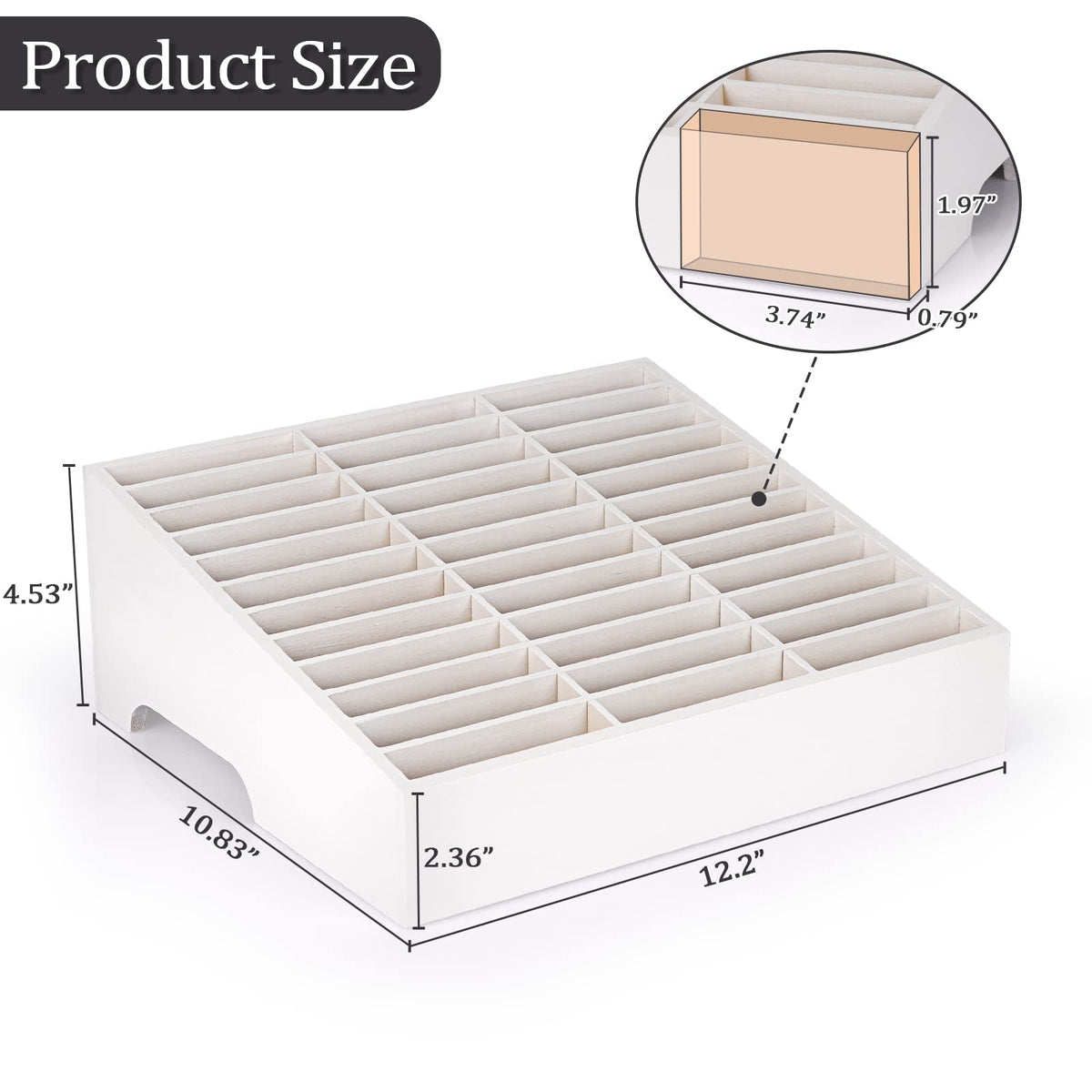 Ozzptuu 36-Grid Wooden Cell Phone Holder Desktop Organizer