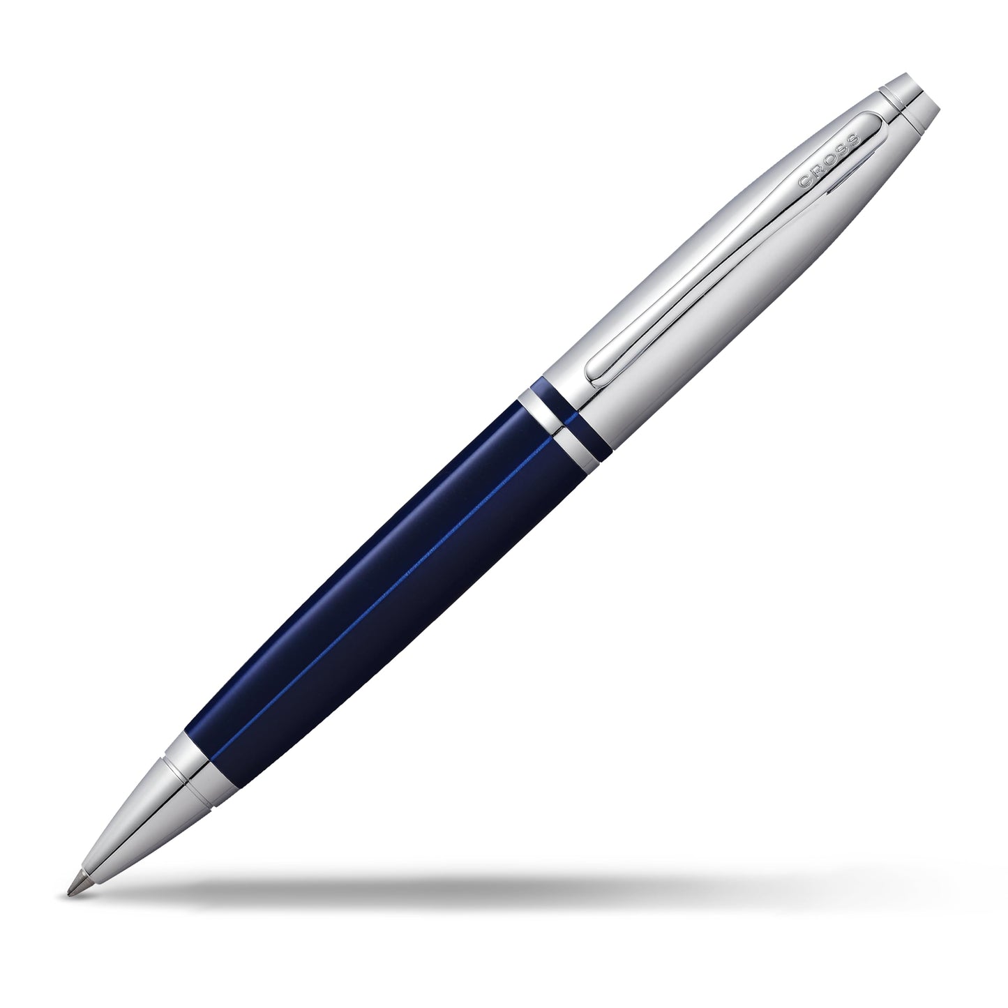 Cross Calais Ballpoint Pen, Chrome & Blue Lacquer, Medium Point, Black Ink