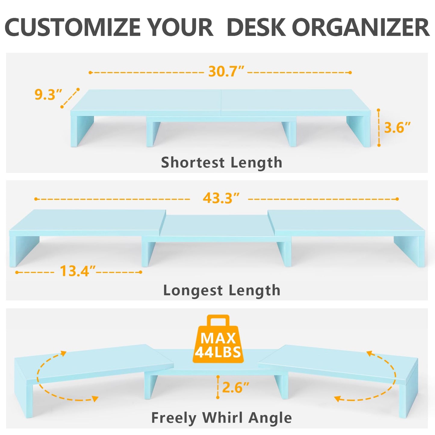 TAVR Dual Monitor Stand Riser, Wooden Computer Monitor Stand for 2 Monitors