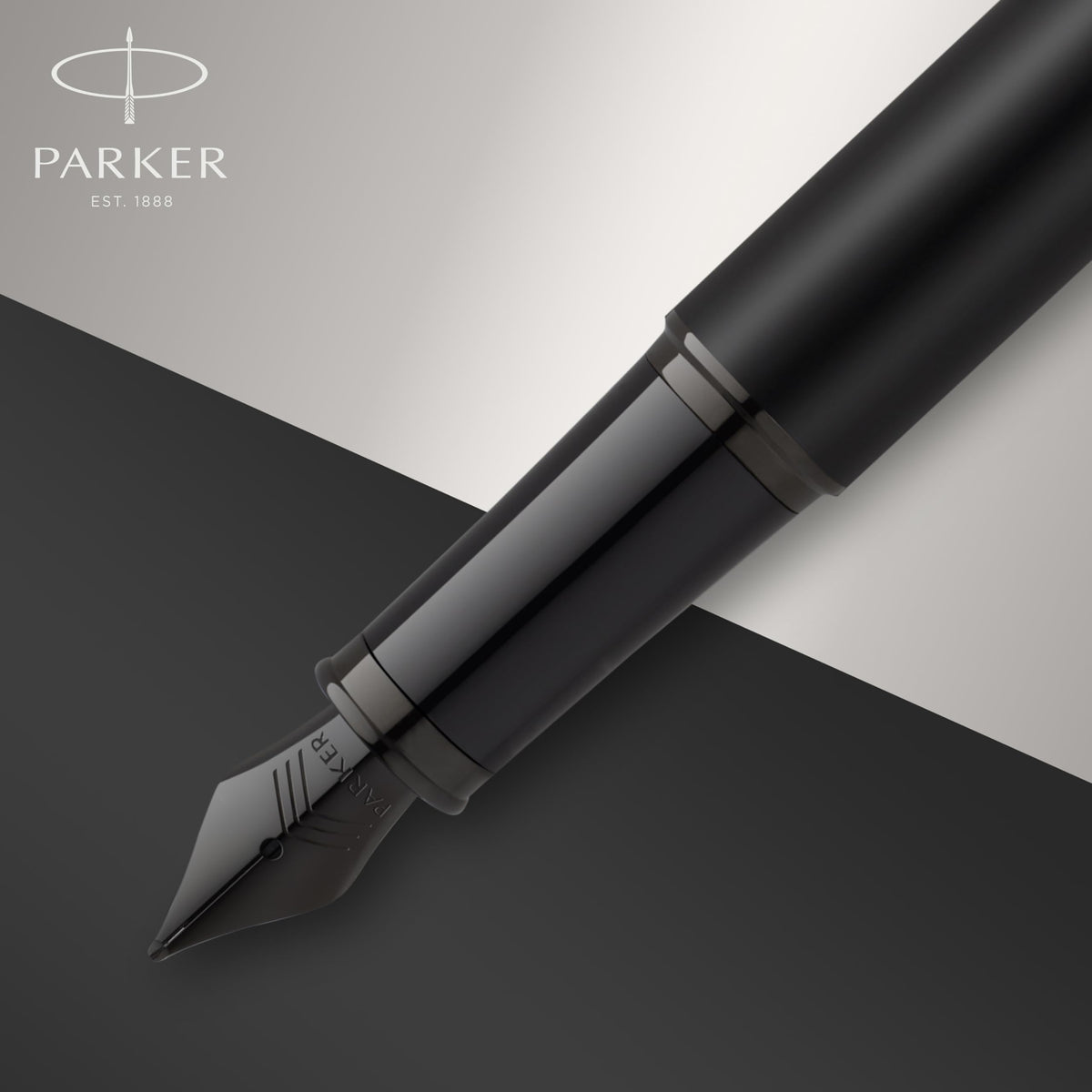 Parker IM Fountain Pen | Matte Black with Black Trim | Fine Point with Blue Ink Cartridge | Gift Box