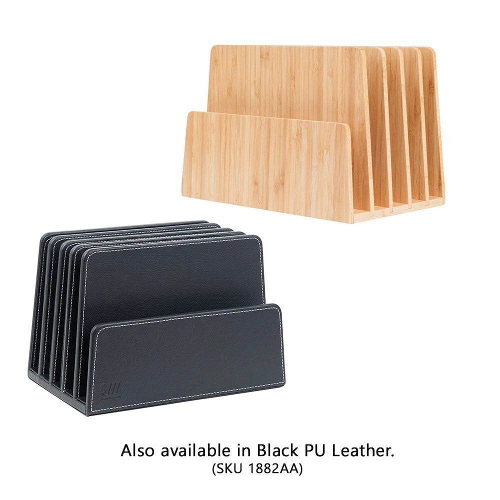 MobileVision Bamboo Desktop File Folder Organizer and Paper Tray, 5 Slots