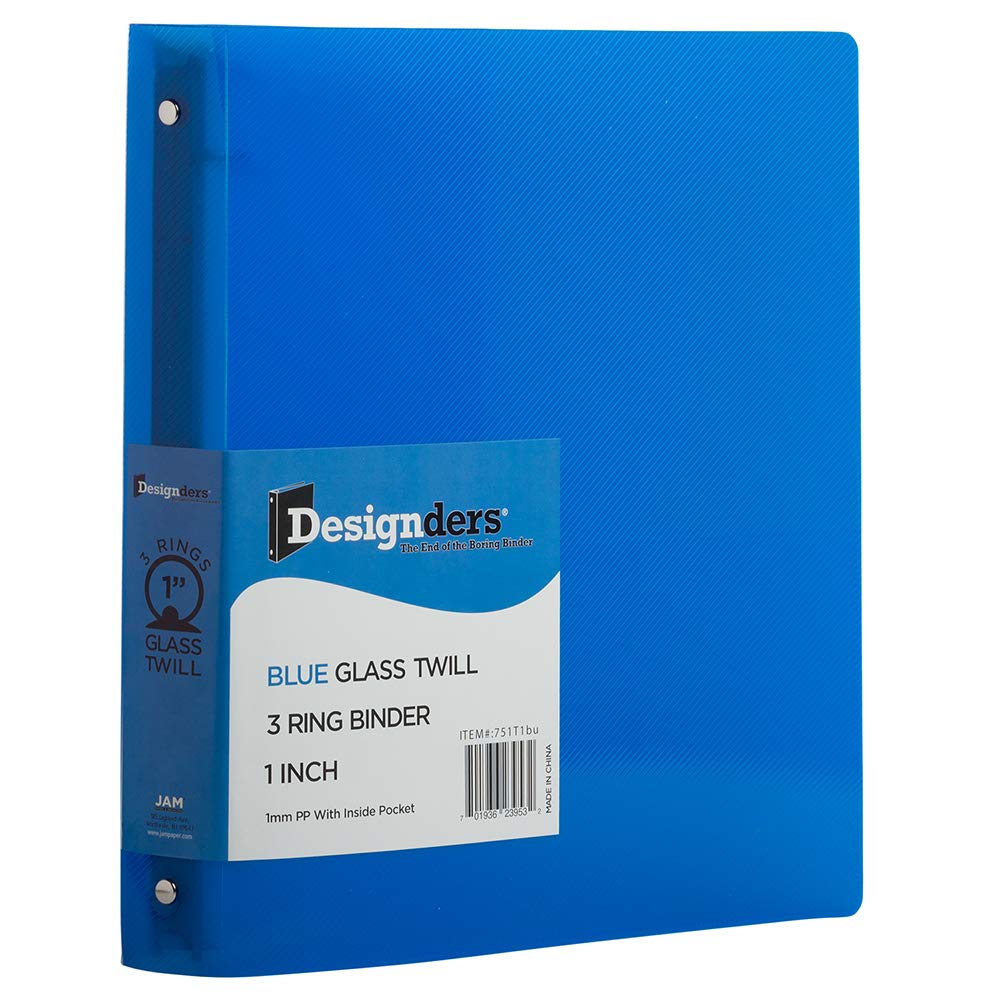 JAM PAPER Plastic 1 inch Binders - Assorted 3 Ring Binders (Red, Blue, Green & Orange) - 4/Pack