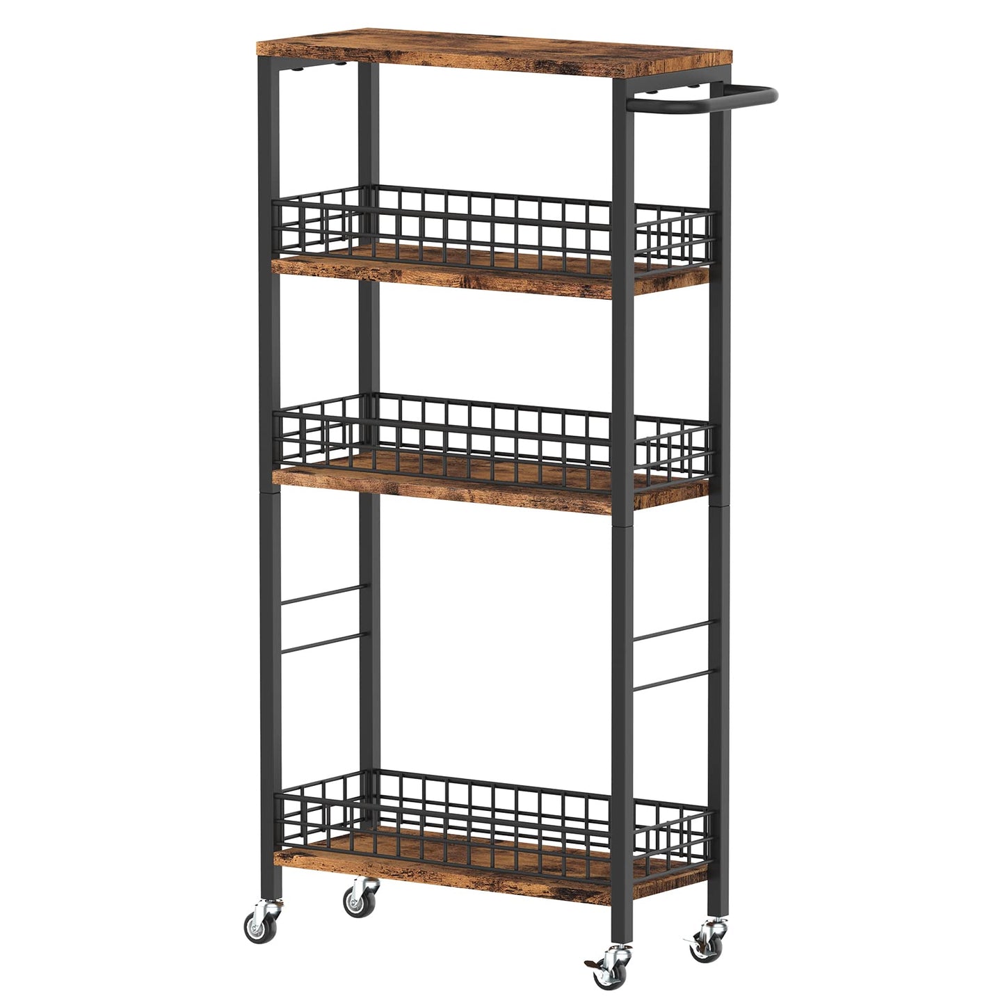 NOVIMANGO Slim Storage Cart Narrow Laundry Cart 4 Tier, Black