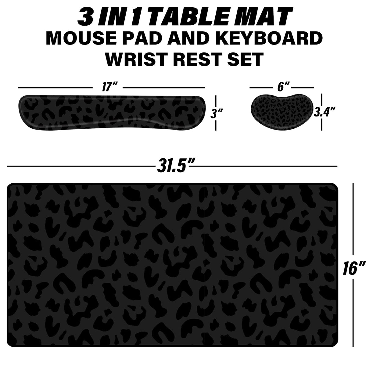 Deokke 3Pcs Large Gaming Mouse Pad Desk Mat,Keyboard Mouse Wrist Rest Support Set,Extended Laptop