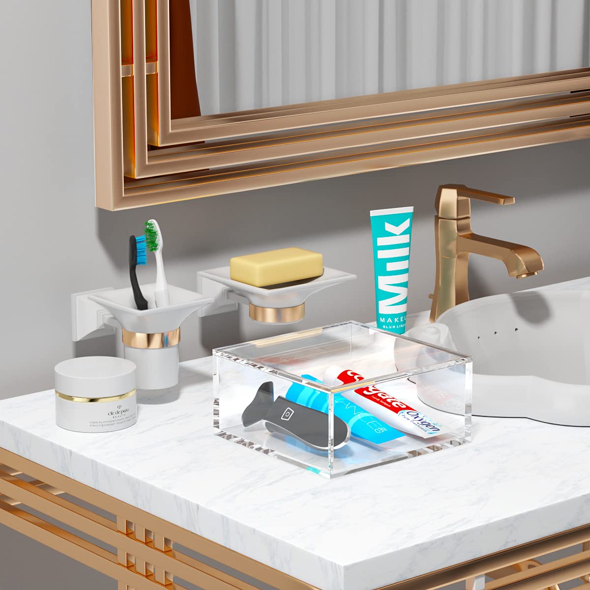 AITEE Decorative Acrylic Box with Lid, Display Storage for Home (X-Large)