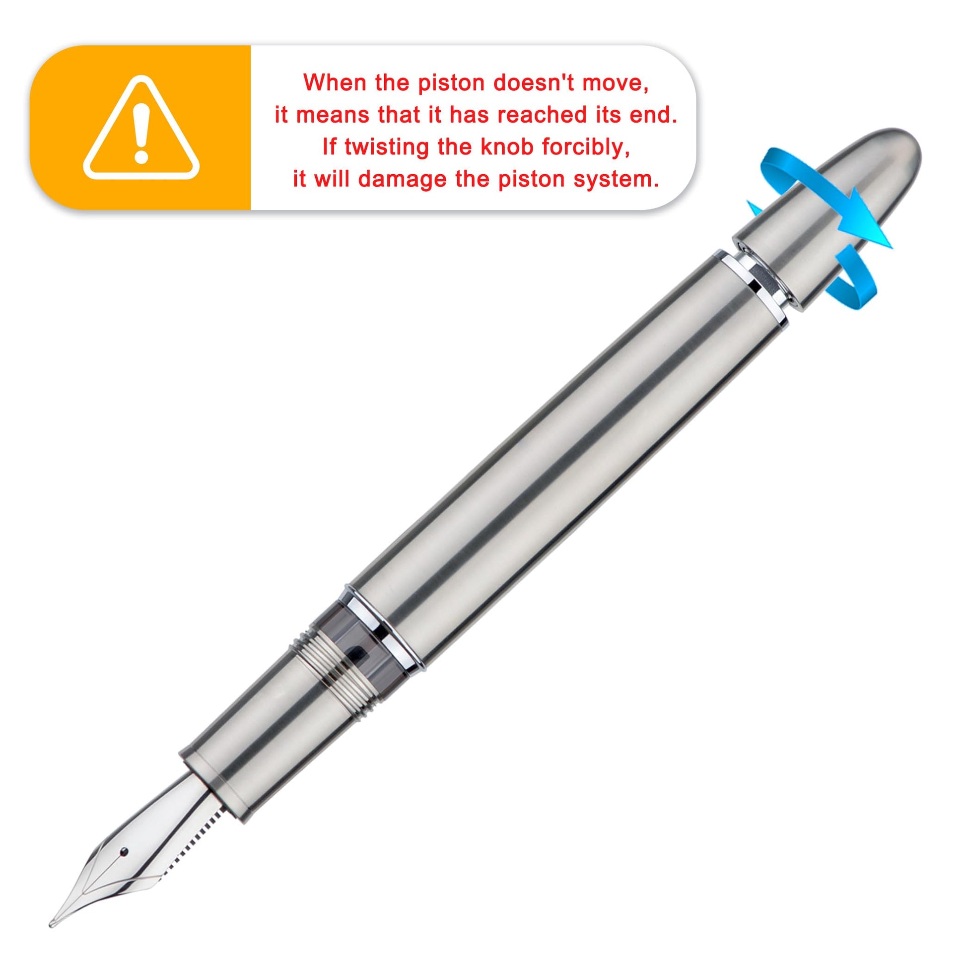 Asvine J16 Brushed Titanium Fountain Pen Fine Jowo Nib Piston Filling, Ink Window, Wrench & Box