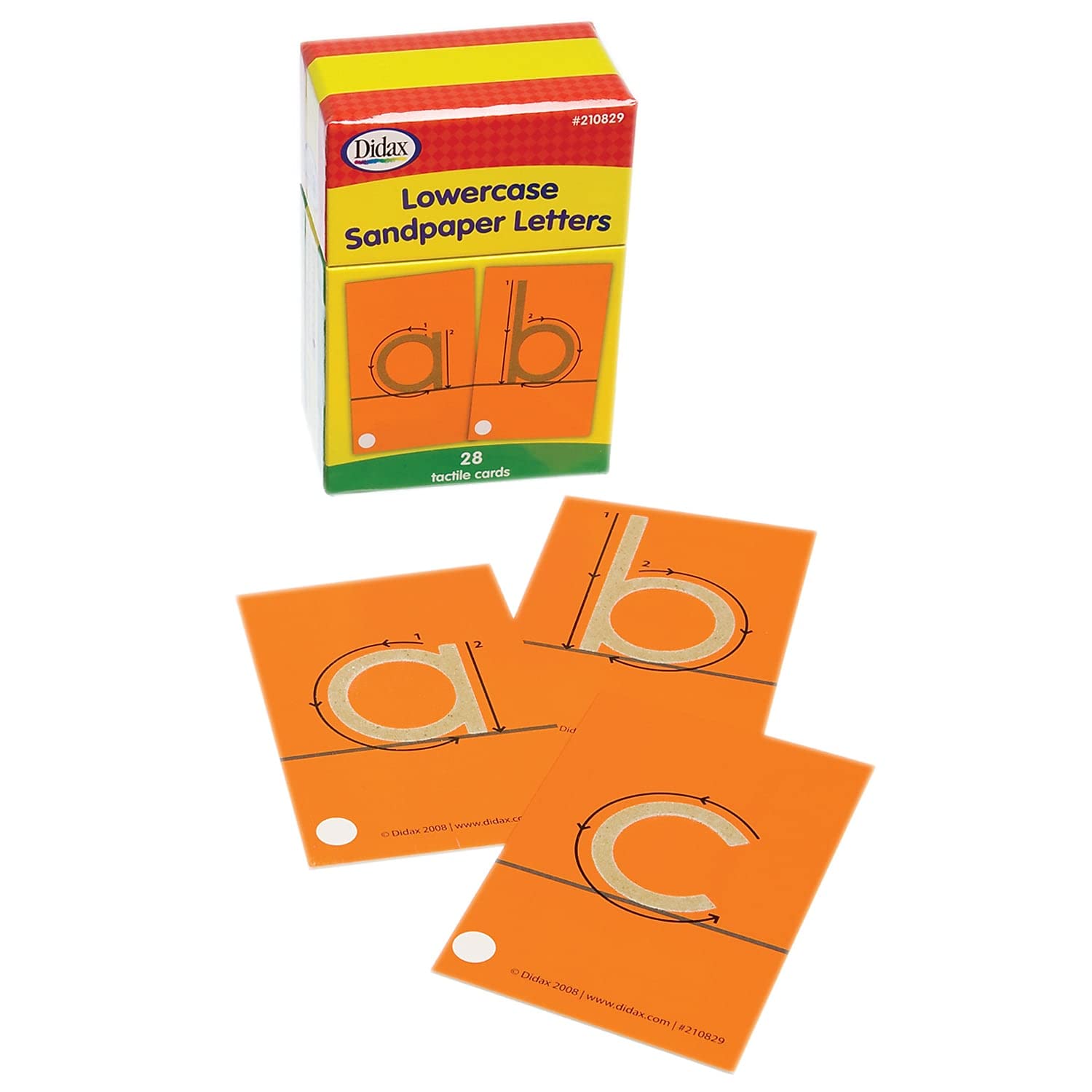 Didax Lowercase Sandpaper Letters - 28 Tactile Alphabet Cards for Grades Pre-K to 1st - Educational