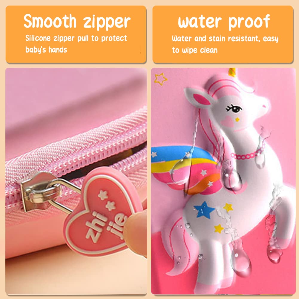 MCWTH Pencil Case for Kids Girls 3D Magical Horse Large Capacity Waterproof Pencil Box with