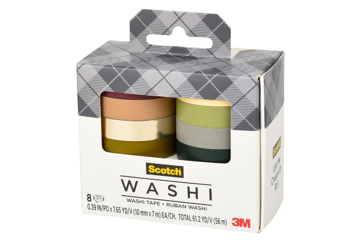 Scotch Washi Tape, Solid Earth Design, 8 Rolls