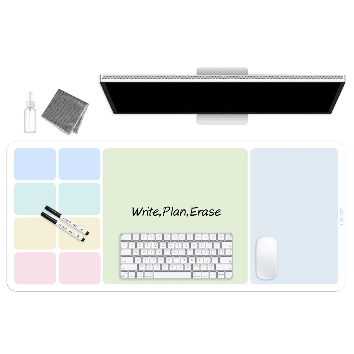 loukin Non-Slip Dry Erase Desk Mat, 32''x14'' Writing Mouse Pad for Office