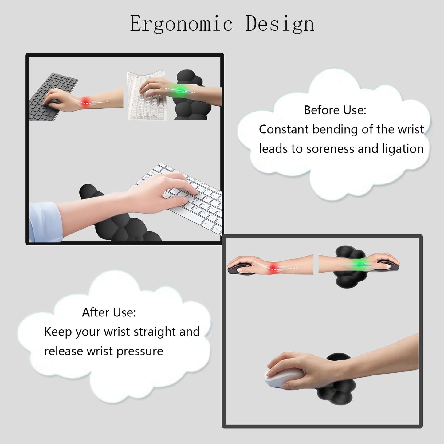 Cloud Mouse Pad Keyboard Wrist Rest 4PCS Extended Large Galaxy Desk Mat Pad Set Memory Foam