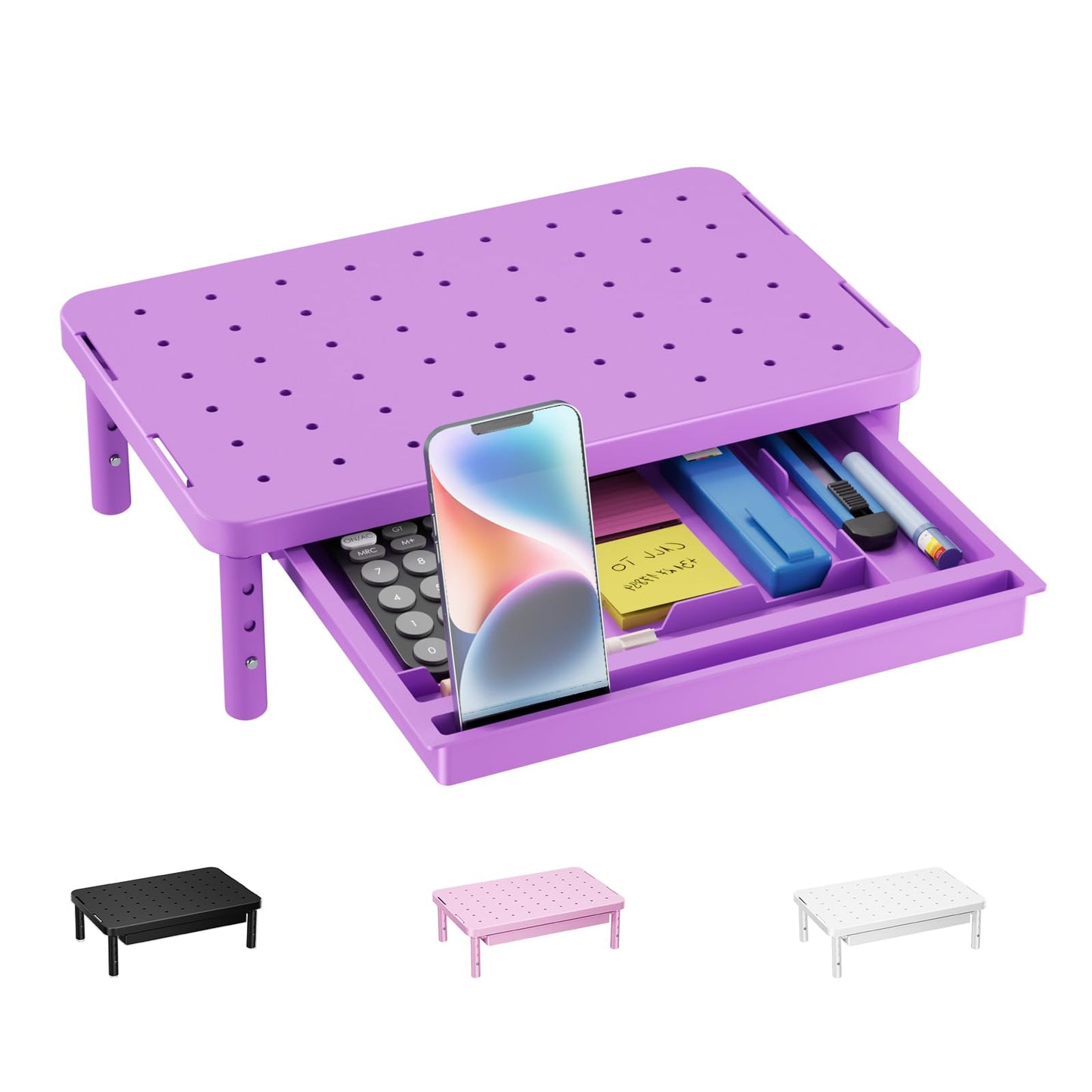 WALI Computer Monitor Stand with Storage, Monitor Riser 3 Height Adjustable