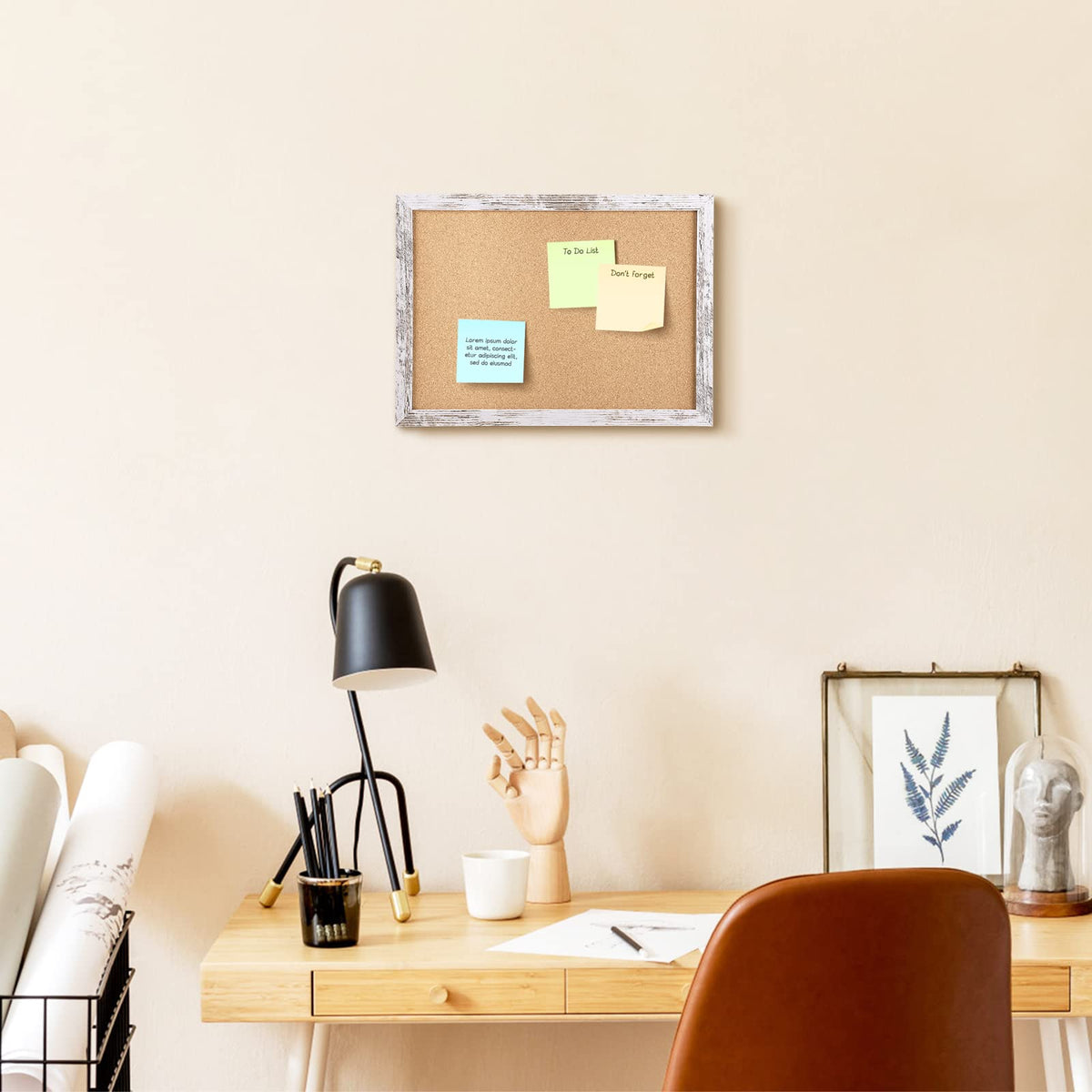 Aitakatta Cork Board Bulletin Board, 11.8x8.6 inches Mini Decorative Hanging Framed Cork Boards for