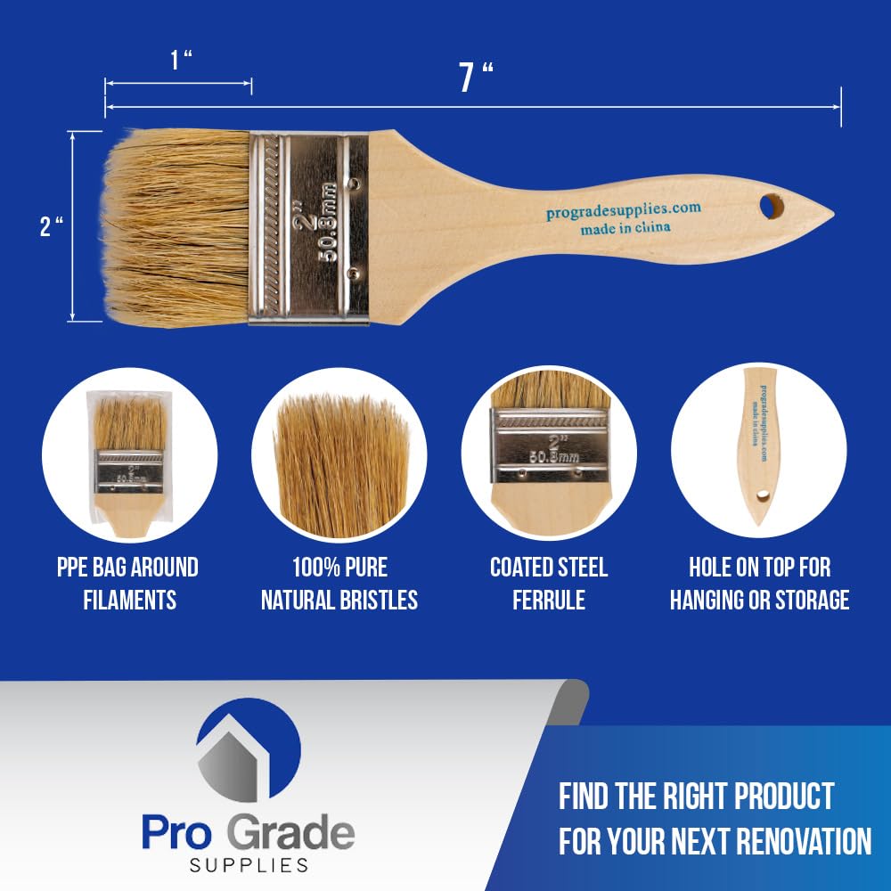 Pro Grade 2" Chip Brushes, Disposable Paint Brushes, for Paint, 36 Pack