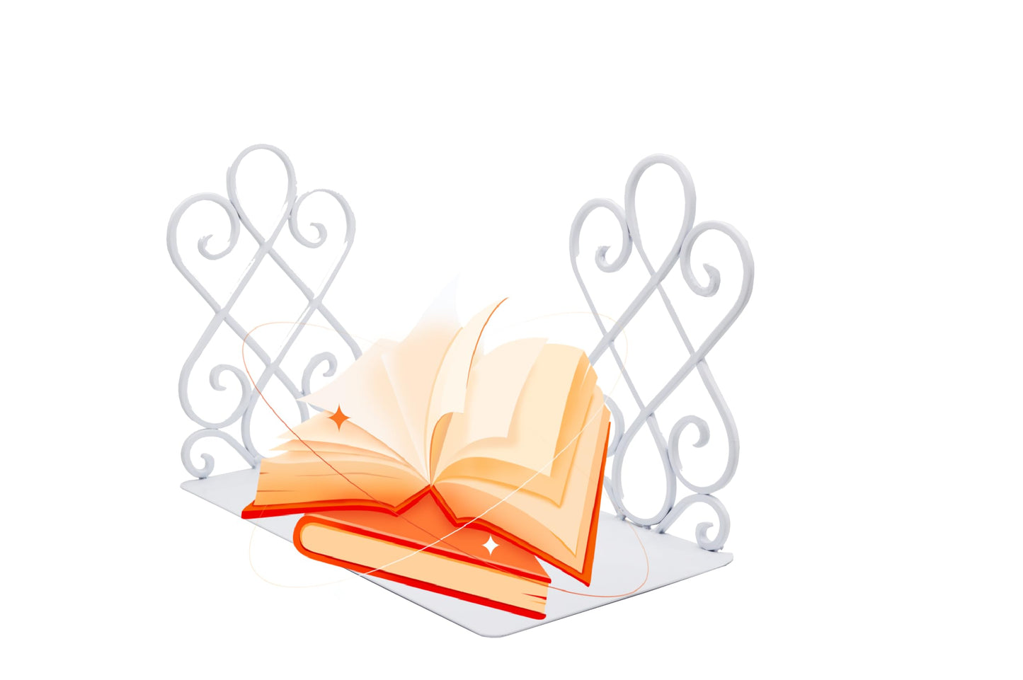 White Metal Bookends, Heavy Duty Book Stoppers for Shelves, Vintage Decorative Book Holders for