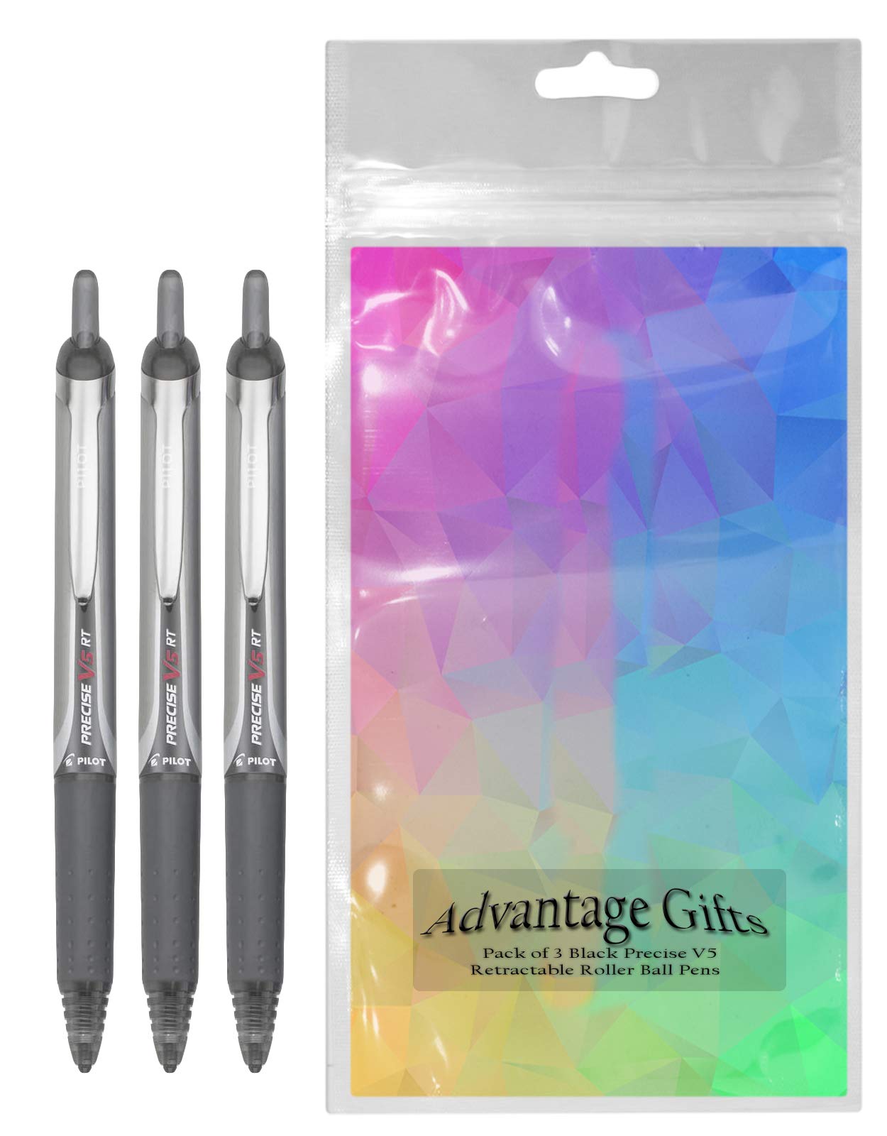 Precise V5 RT Retractable Rollerball Pens, 0.5mm Extra Fine, Black, 3-Pack