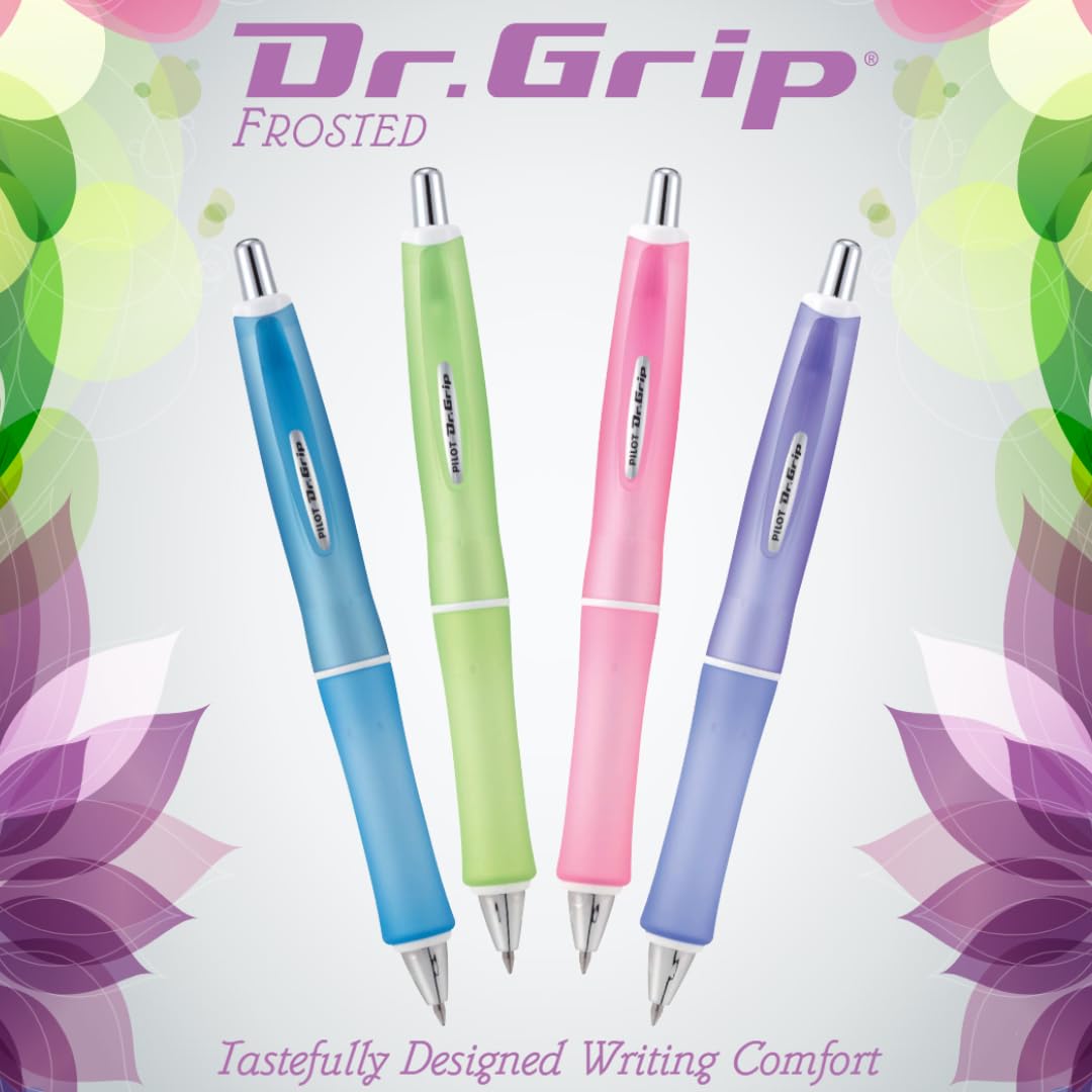 Pilot Dr. Grip Frosted Ballpoint Pen, Medium 1.0mm, Purple Barrel, 2-Pack