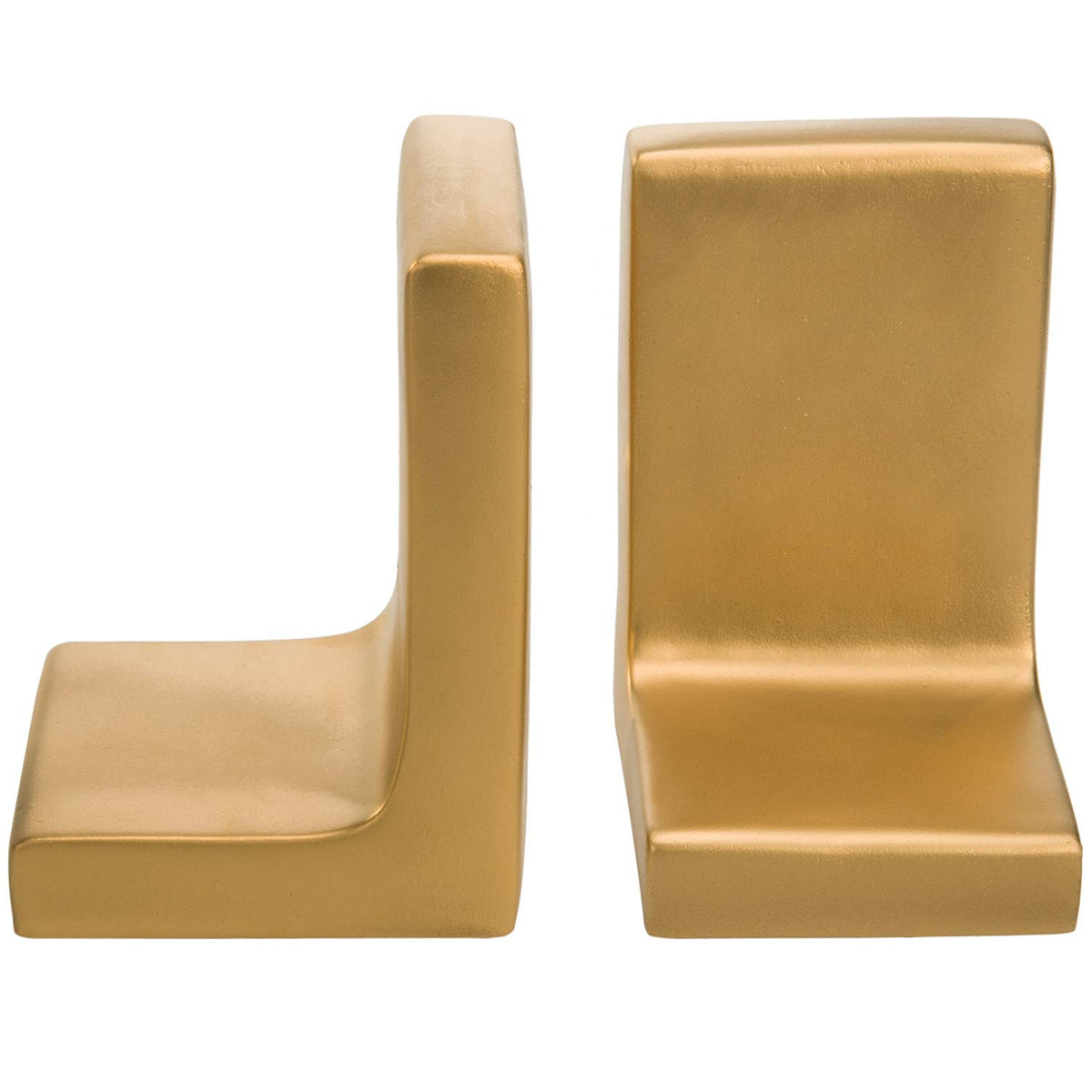 MyGift Modern Gold Concrete Office Bookshelf Decor Bookends for Heavy Book and Textbooks, Desktop