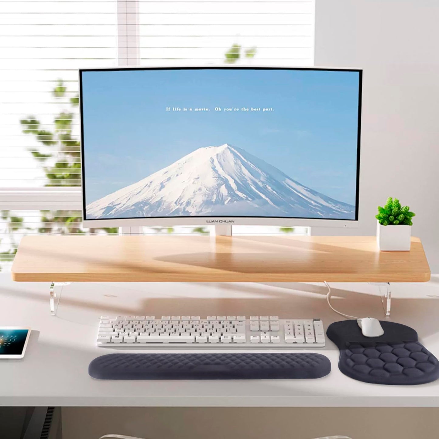 Laokiiy Ergonomic Mouse Pad Wrist Support, 2 in 1 Keyboard Wrist Rest Set
