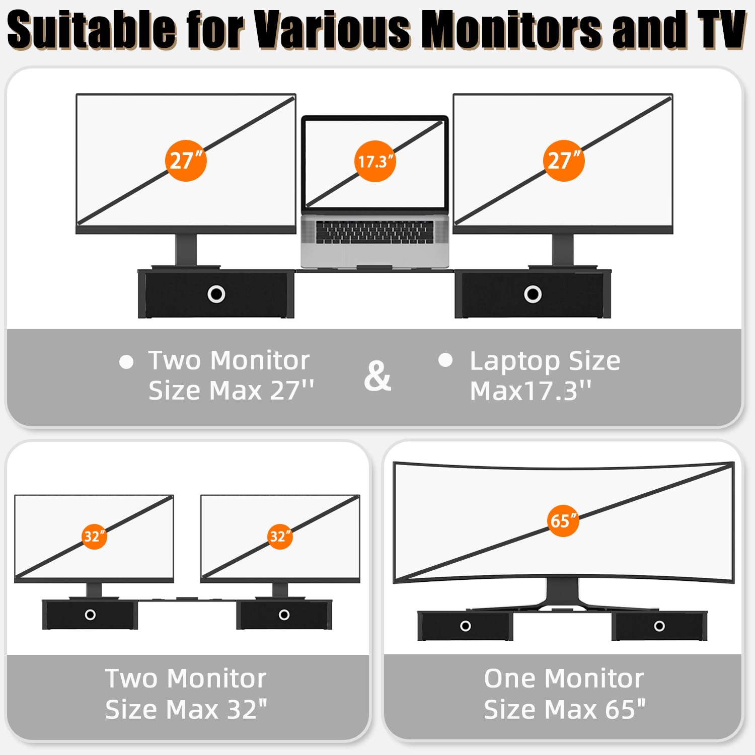 WESTREE Monitor Stand Riser with Adjustable Laptop Stand Riser, Steel Frame Dual Monitor Stand with