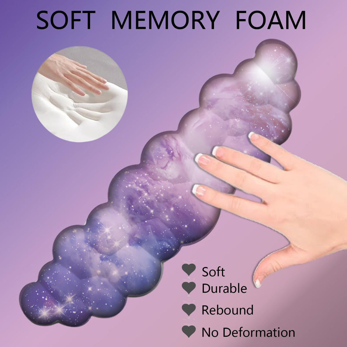 Cloud Wrist Rest Keyboard Purple Cloud Mouse Pad Set 4PCS Galaxy Large Desk Mat Ergonomic Space
