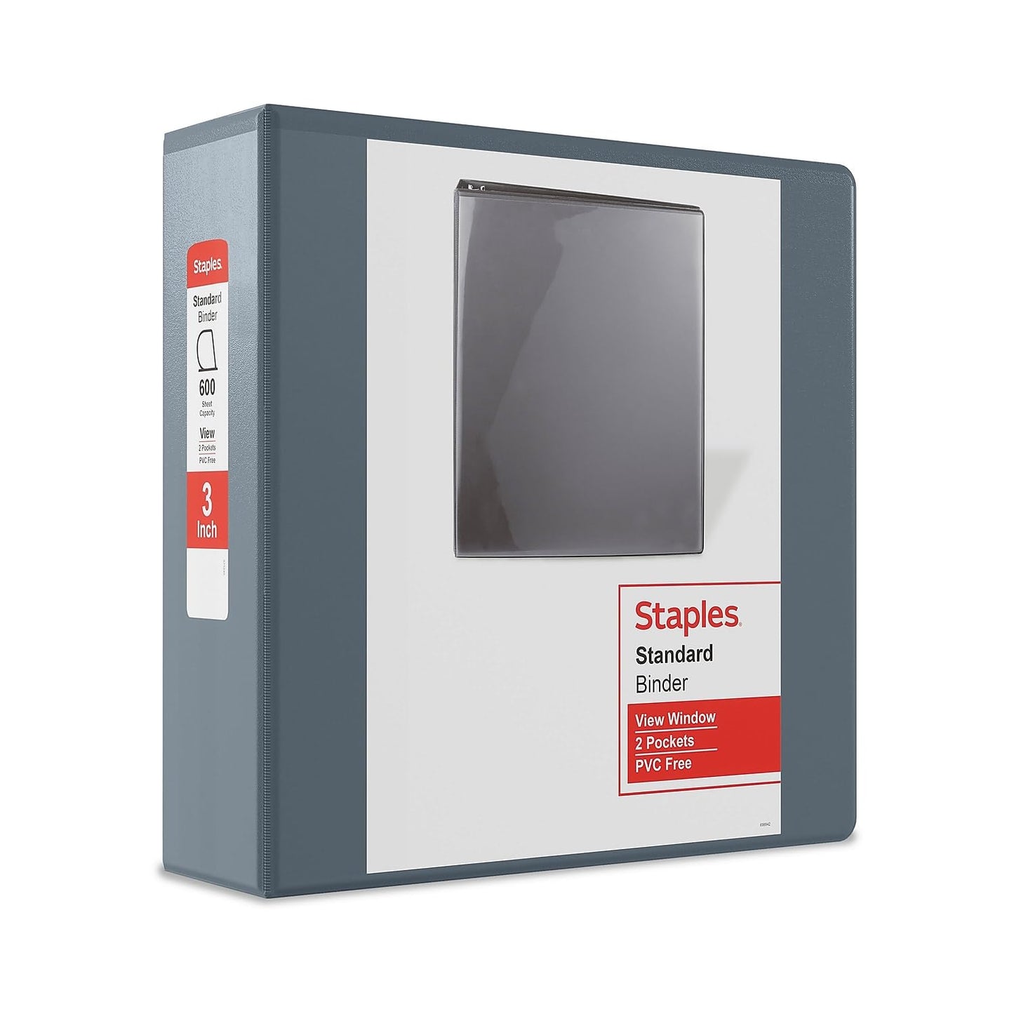 Staples 3-Inch 3-Ring View Binder, D-Ring, Gray
