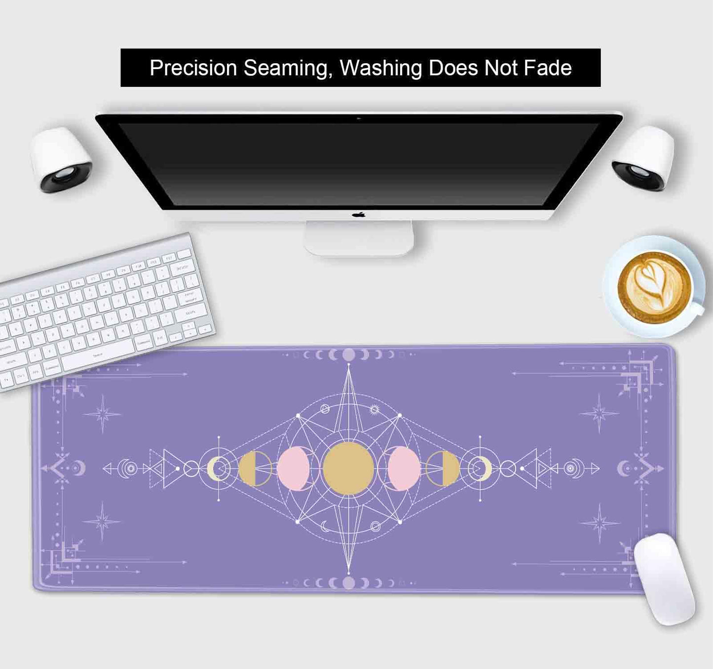 SXCKANG Pastel Purple Moon Phase Desk Mat Cute, Goth Witchy Celestial Large Gaming Mouse Pad