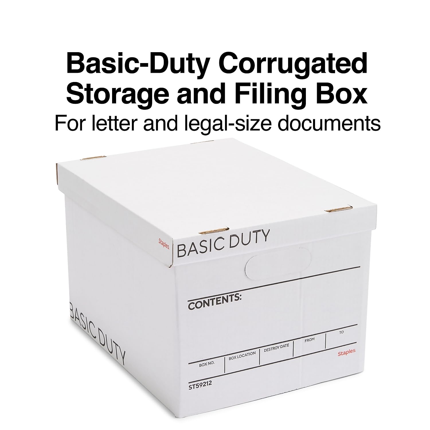 Staples Storage & Filing Box, Basic-Duty with Handles & Removeable Lid, Letter & Legal Size