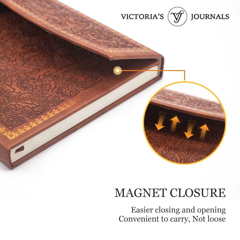 VICTORIA'S JOURNALS Vintage Journal Faux Leather Magnet Flap Hardcover