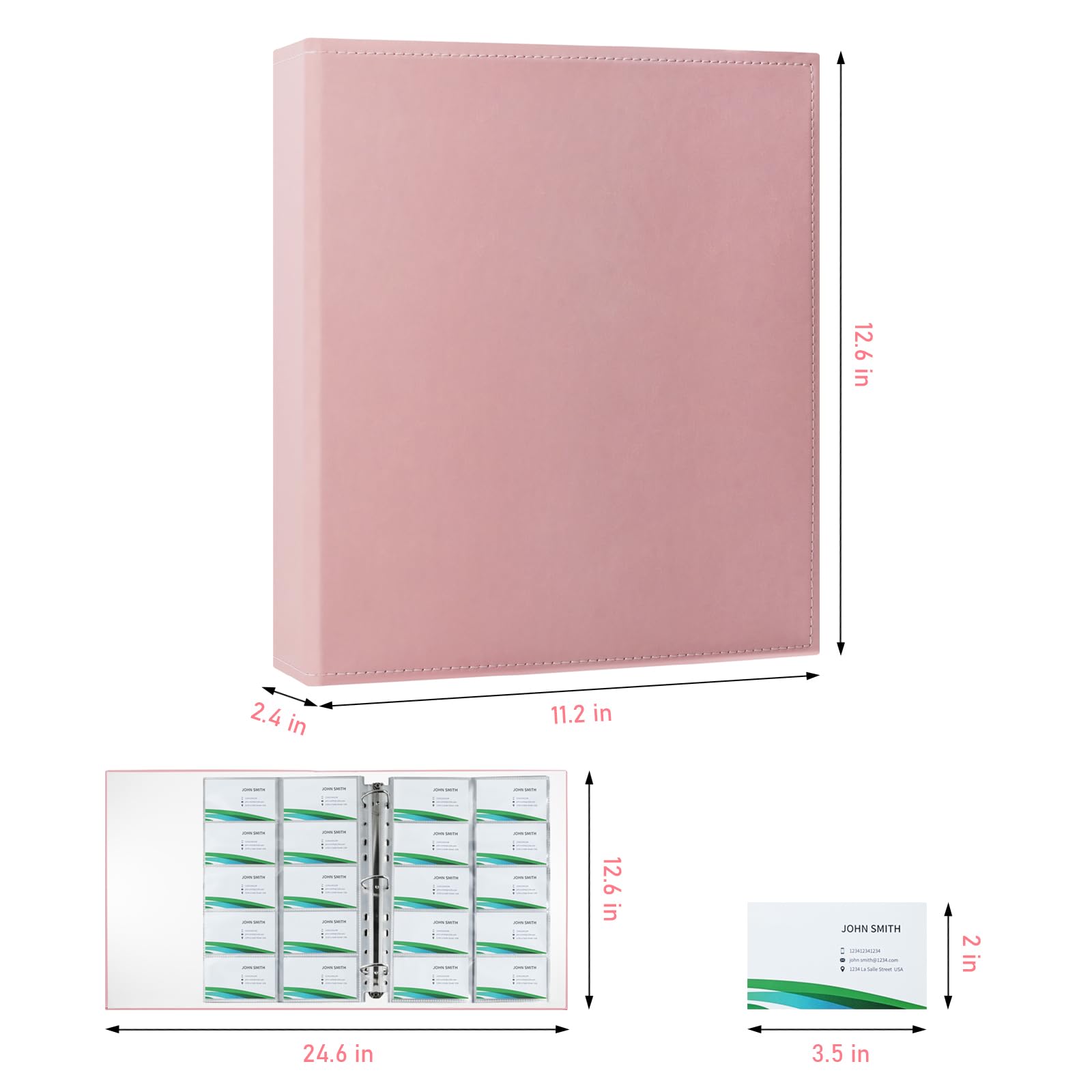 BYSTER A4 Business Card Organizer, PU Leather Card Binder with 30 Pack Sleeves (600 Pockets)