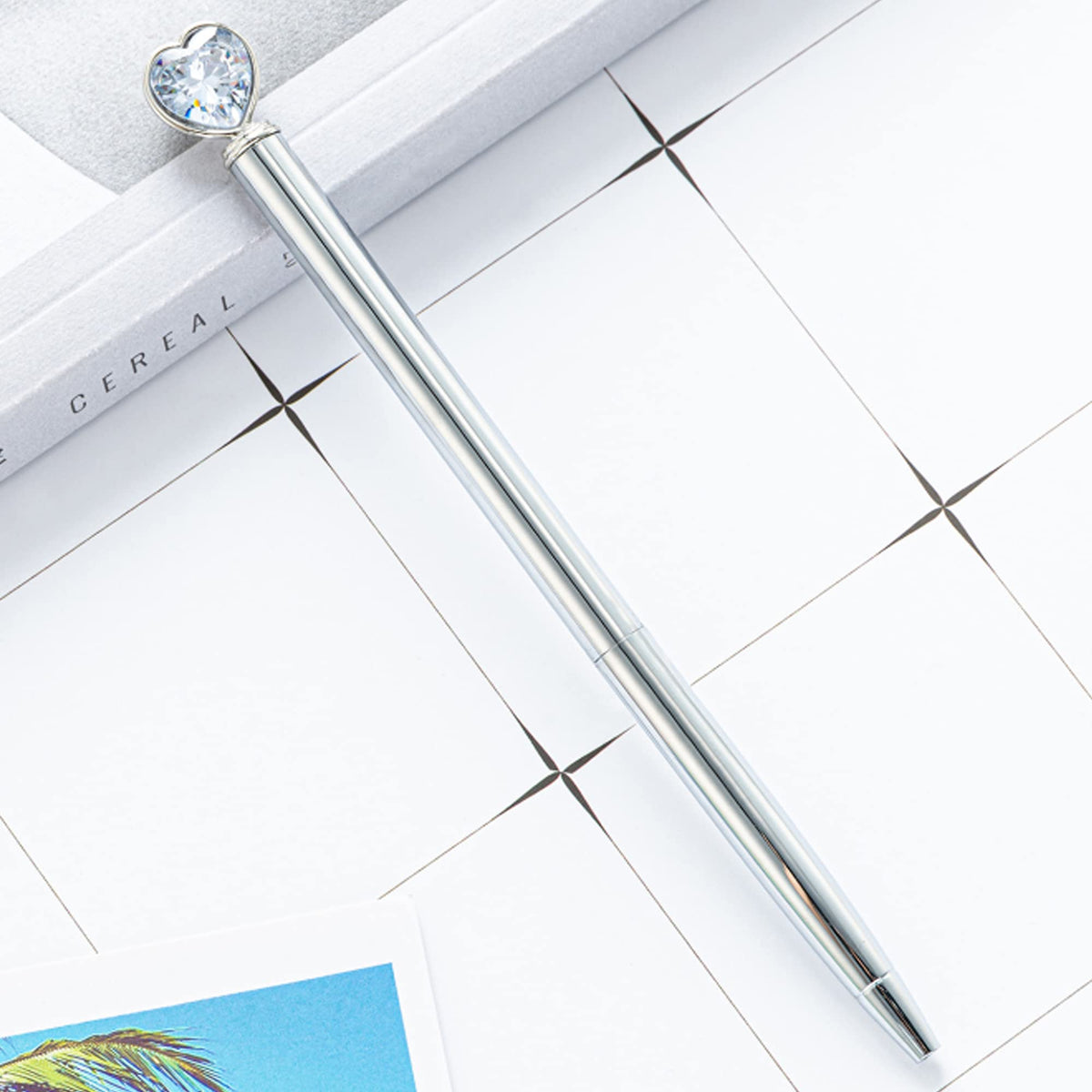 U Scinan 6Pcs Metal Ballpoint Pen 1.0MM Black Ink Refillable Ball Pen with Creative Top Design