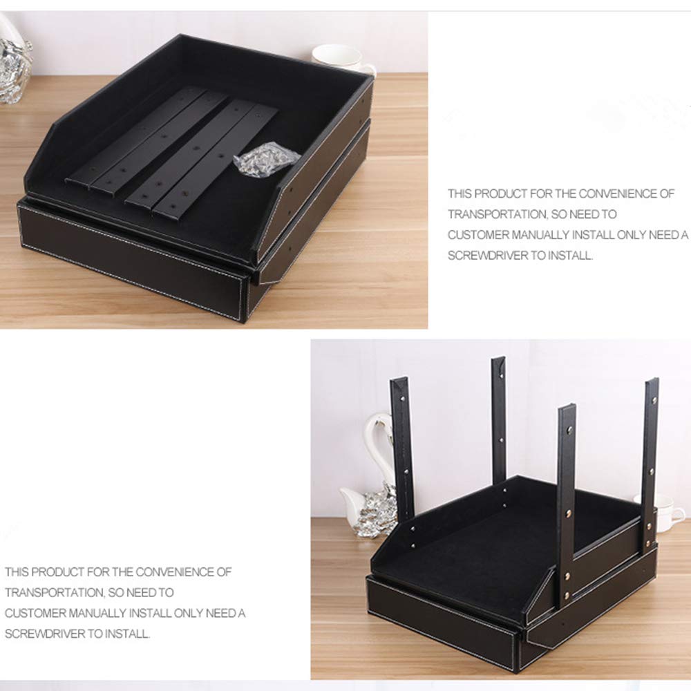 Leather Desk File Organizer, 3-Layer Stackable Tray, Used to Store documents, folders, Stationery