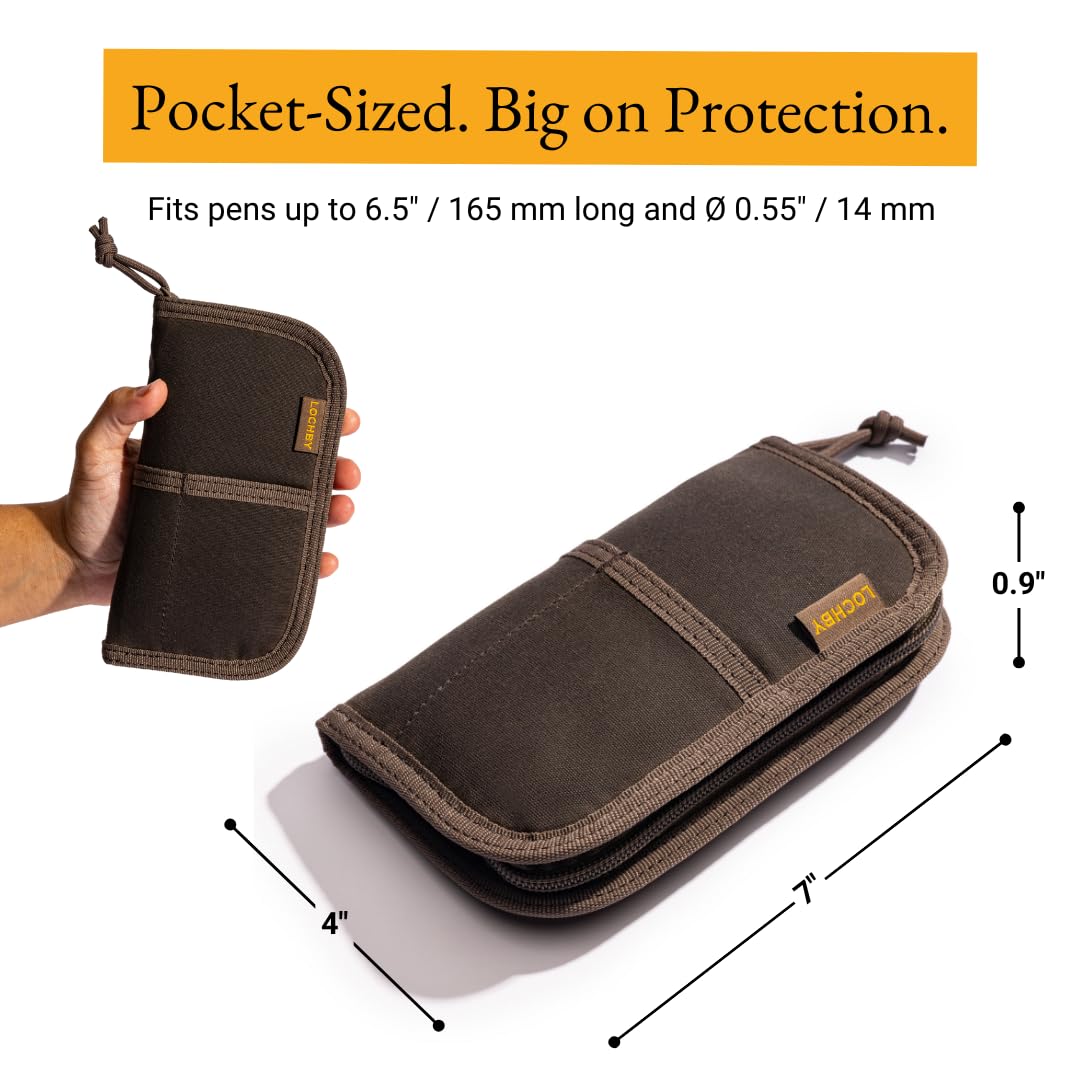 LOCHBY® Quattro | Slim and Elegant Pen Pouch, Durable Waxed Canvas, Lightly Padded for Fountain Pen