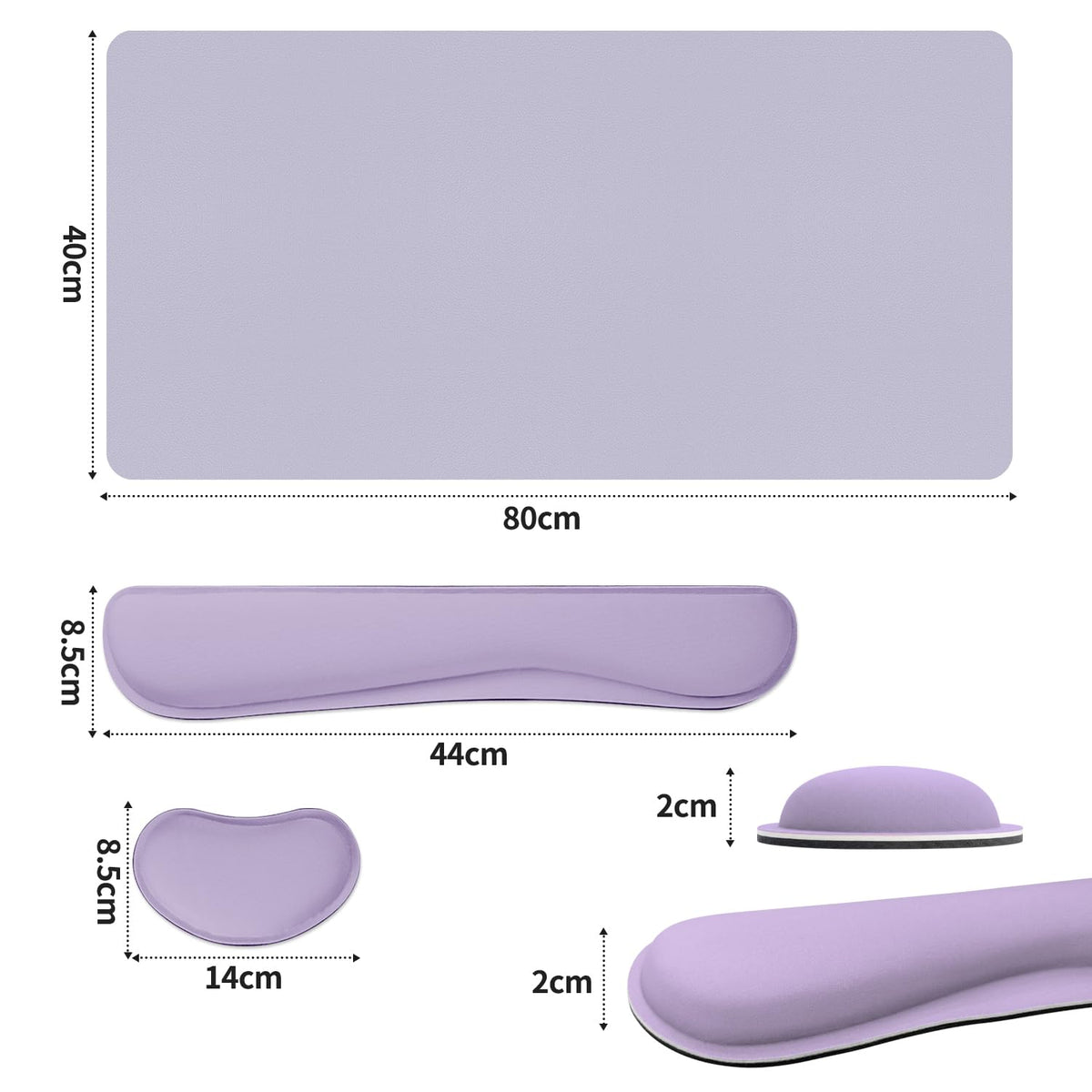 Meetcolor Keyboard and Mouse Pad, 3-in-1 Desk Mat Set Keyboard Wrist Rest