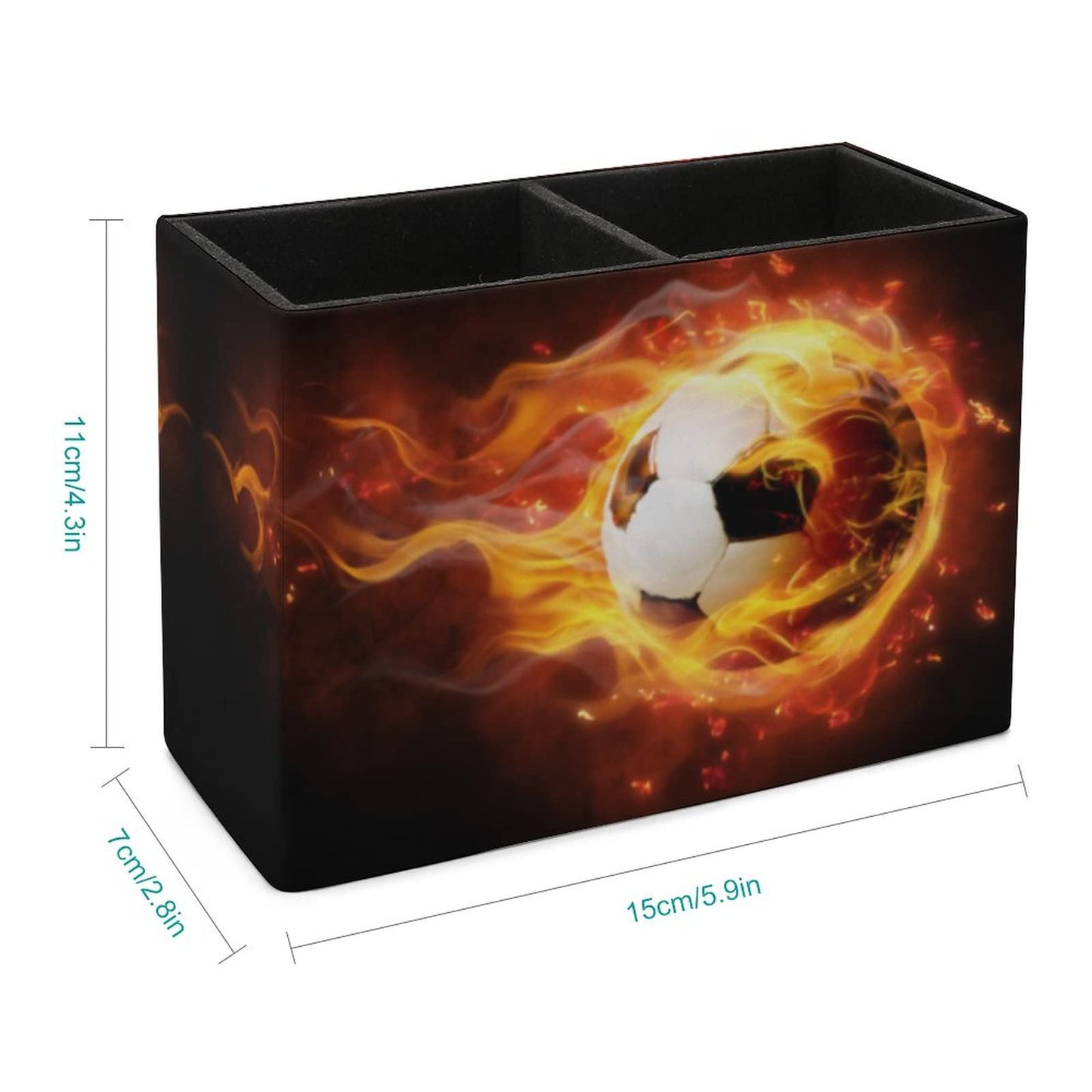 Niapessel Pencil Holder for Desk, Burning Soccer Ball Pen Holder Storage Desktop Pen Organizer Desk