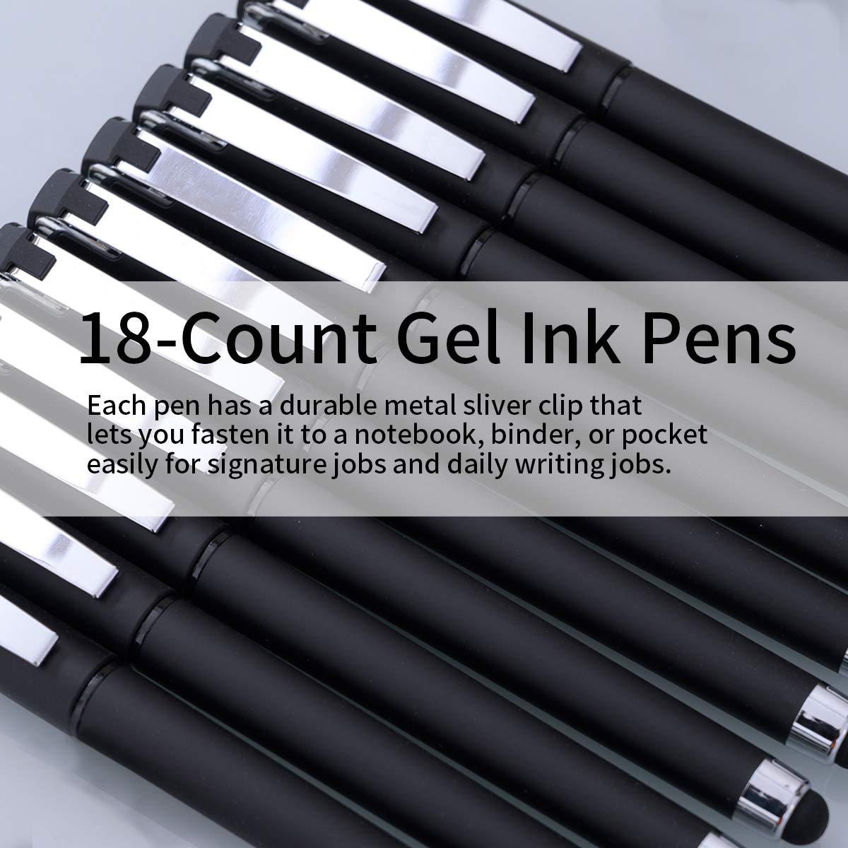 MiSiBao 0.7mm Black Ink Gel Ink Rollerball Pens 2 in 1 Medium Point Pens with Stylus Work Pen