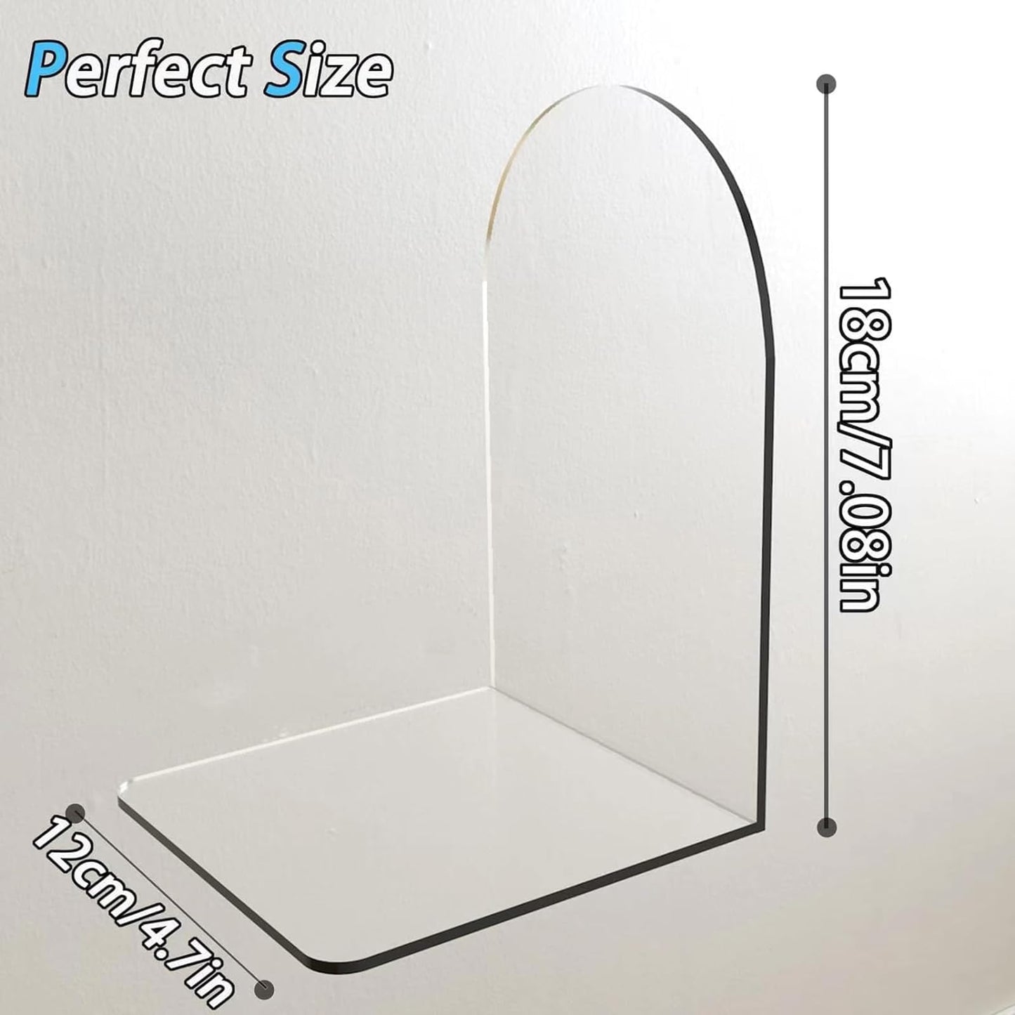 MerryNine Clear Acrylic Book Ends Bookends for Shelves
