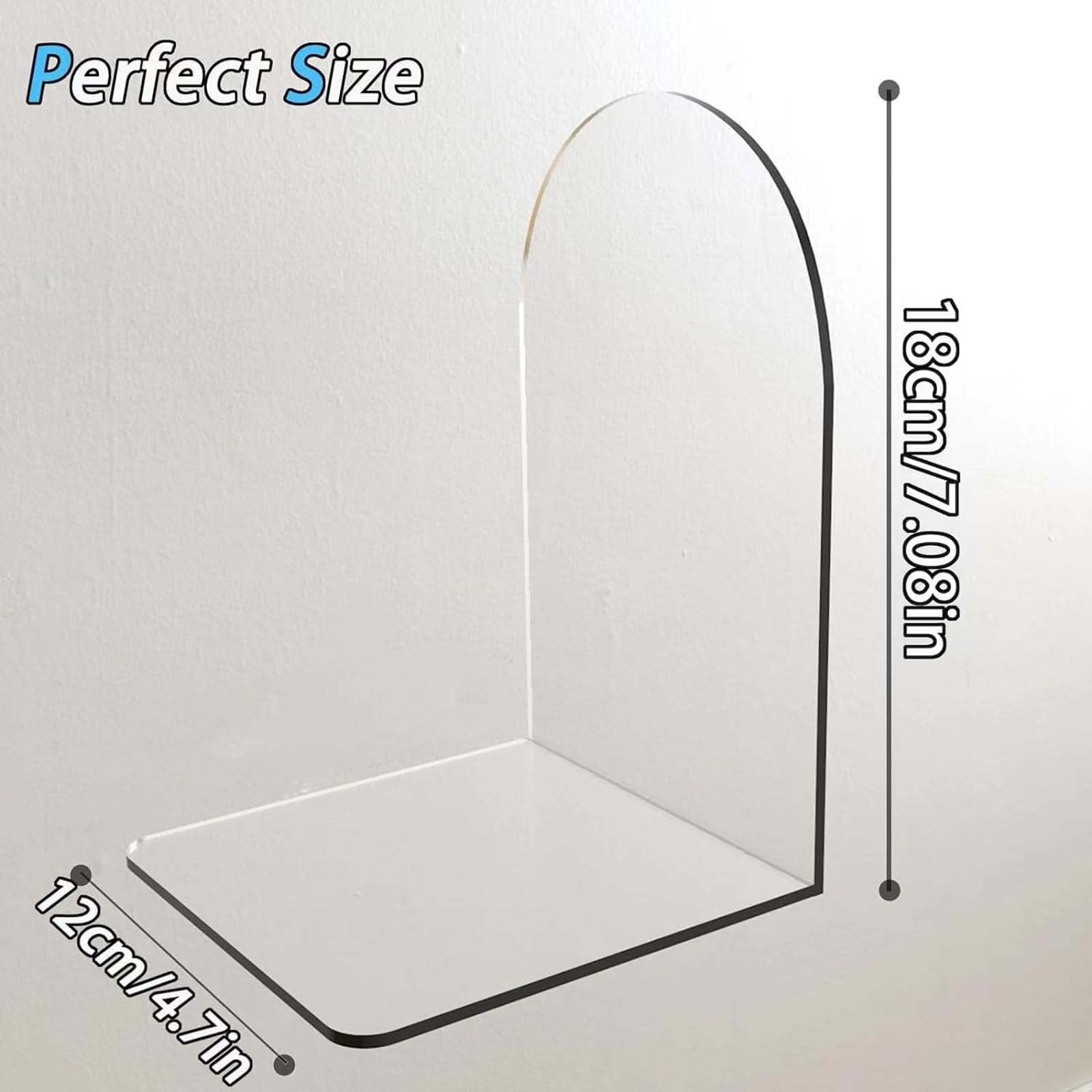 MerryNine Clear Acrylic Book Ends Bookends for Shelves