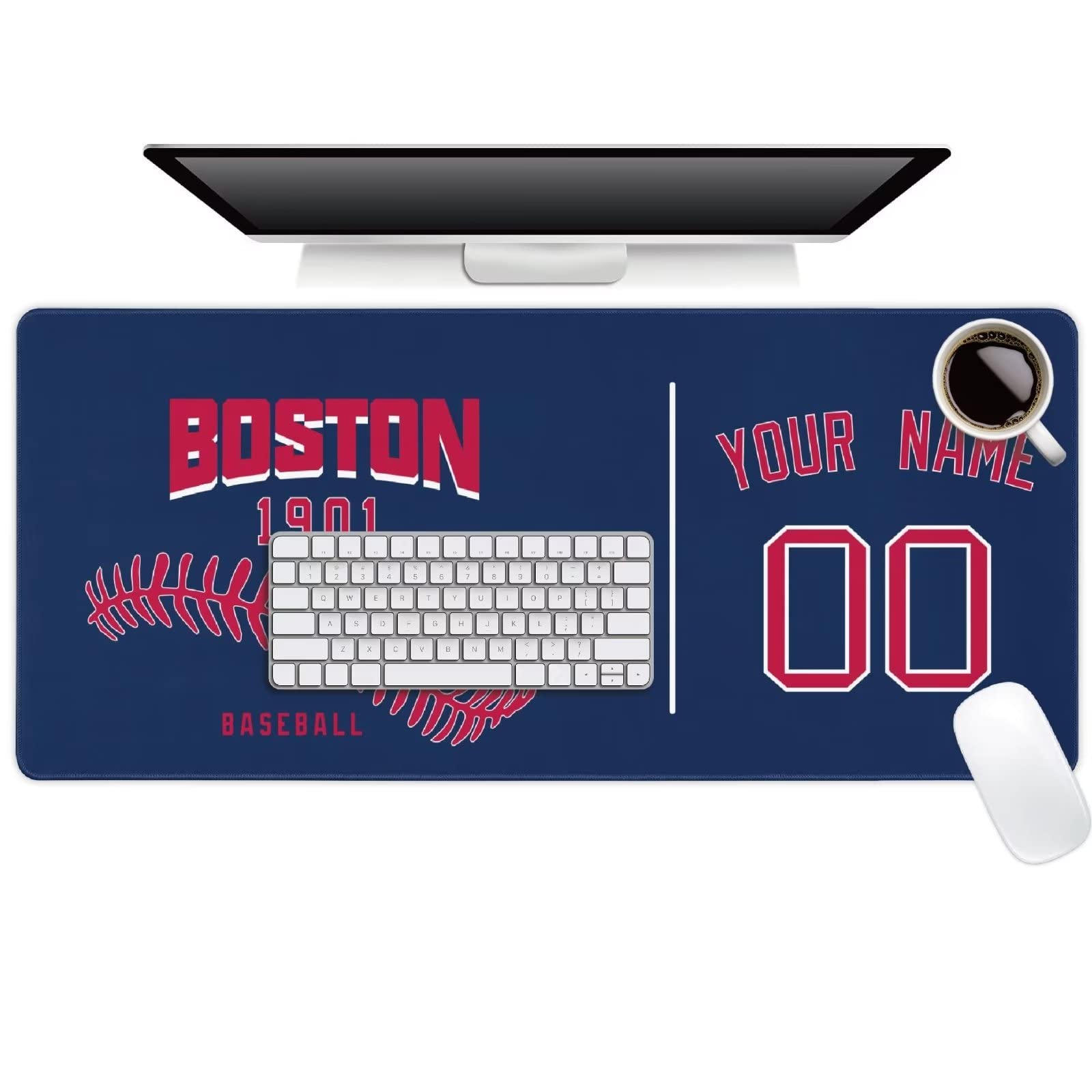 Boston Mouse Pad Custom Any Name and Number Personalized Desk Pad for Men Women Youth Gifts