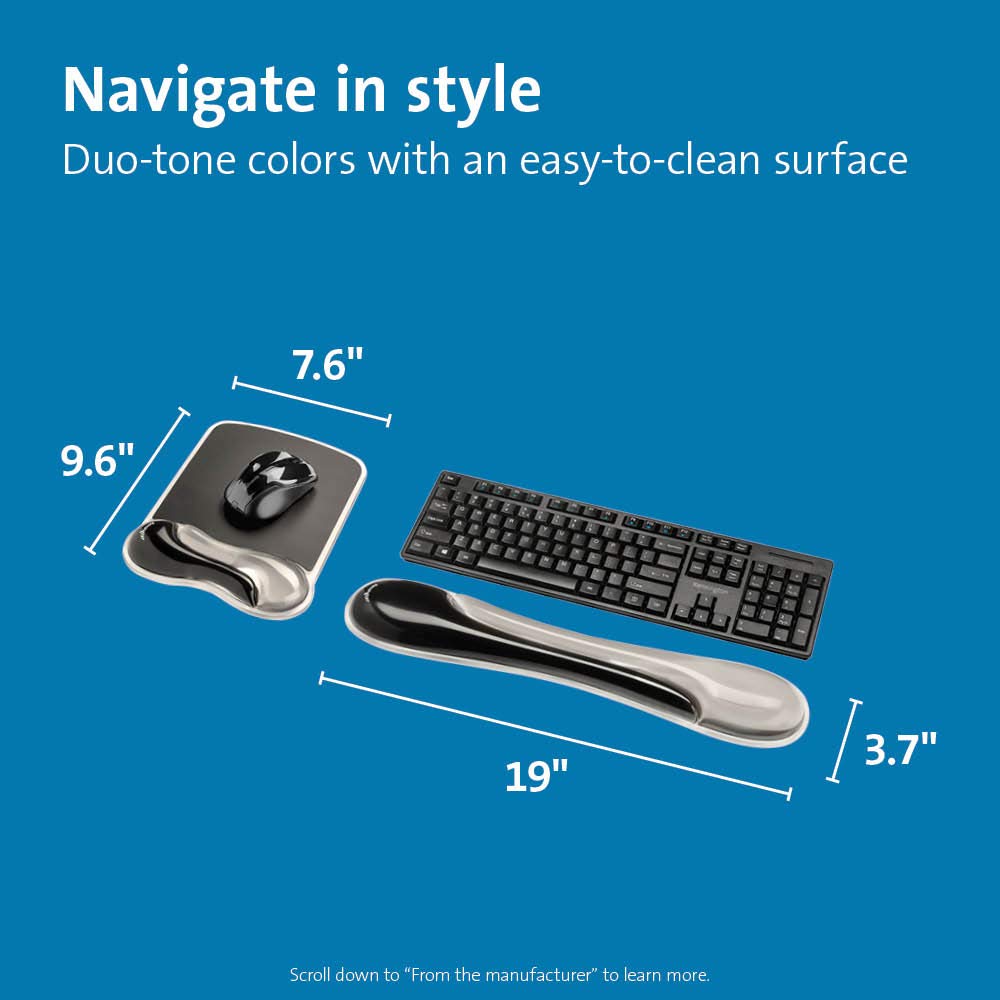 Kensington Mousepad and Wrist Rest, Practical, Gel Pillow, 11-2/5"Wx17-7/10"Lx1-7/10"H,GY