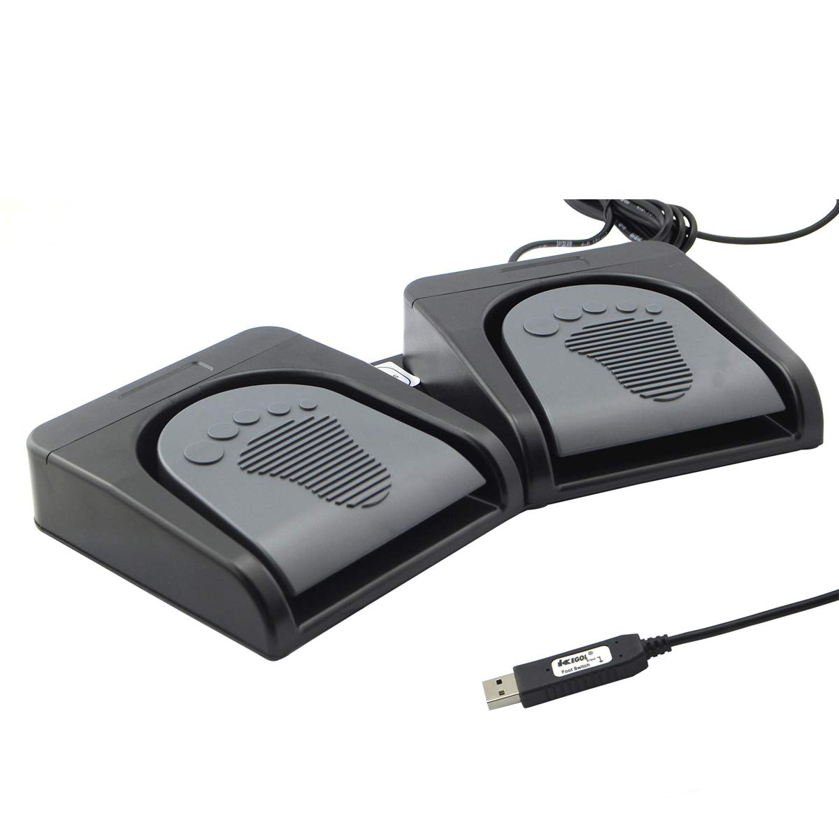 iKKEGOL Upgraded USB Double Pedal Assembly 2 Foot Switch Control 2 Key Button Footswitch Program