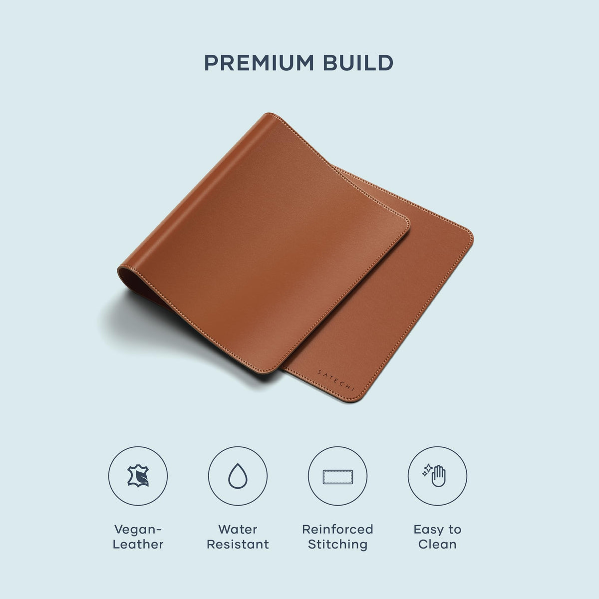 Satechi Vegan-Leather Desk Mat, Scratch and Water Resistant, Brown