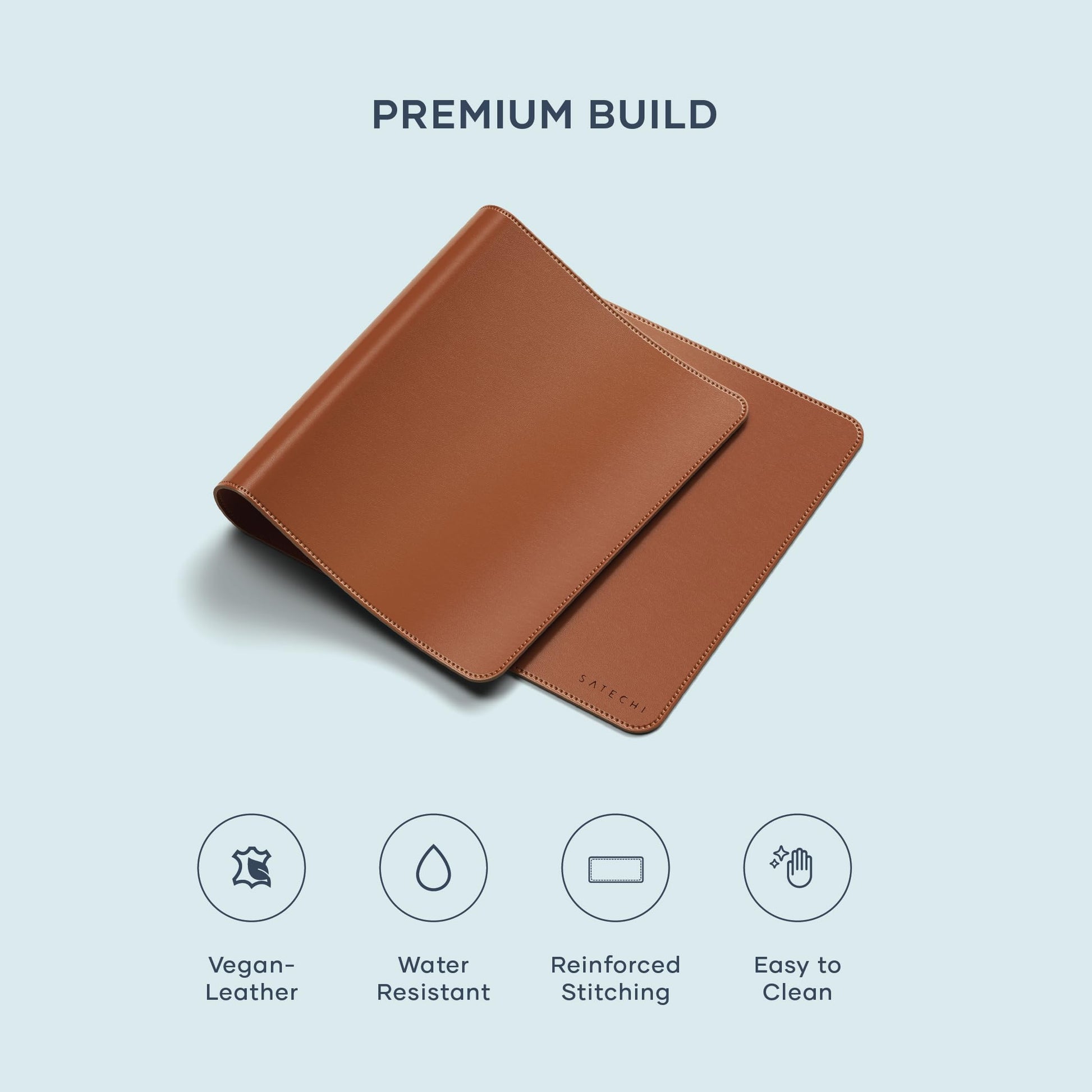 Satechi Vegan-Leather Desk Mat, Scratch and Water Resistant, Brown