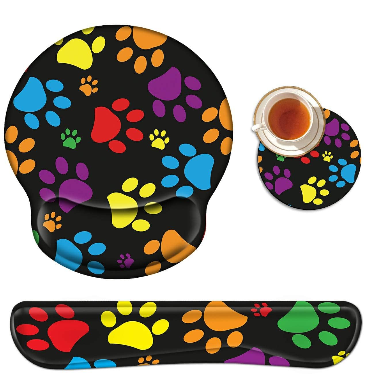 BEOTIWAD Memory Foam Mouse Pad Wrist Rest Set,Cute Dog Paw