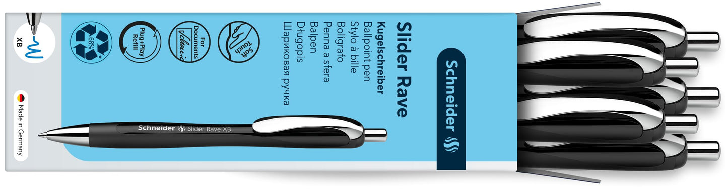 Schneider Slider Rave XB 132511 Ballpoint Pen (Limited Special Edition in Black, Made in Germany)