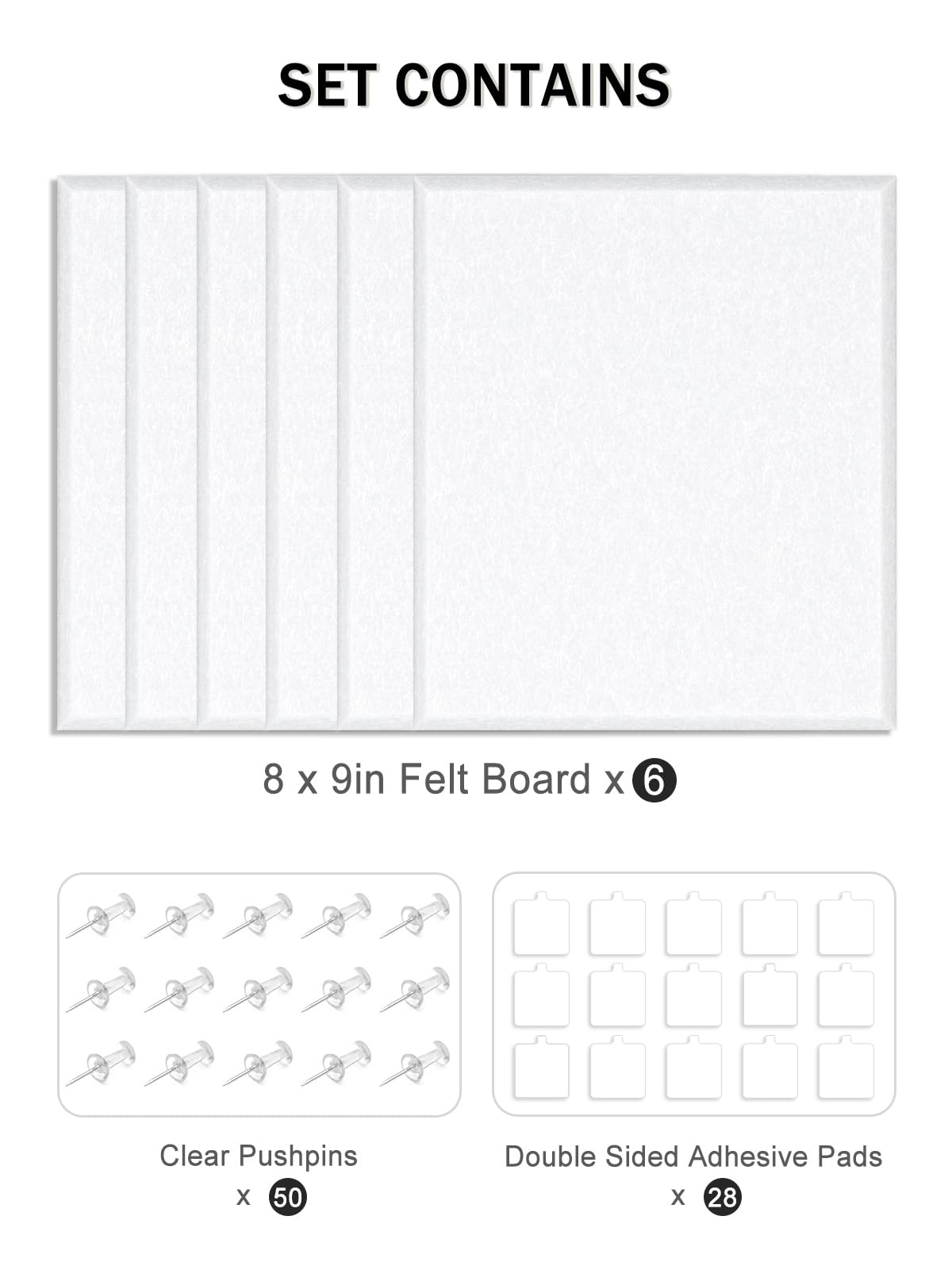 Hsurbtra Cork Board for Wall 24 x 18 Inch, 6 Pack Felt Bulletin Notice Board with Pushpins for