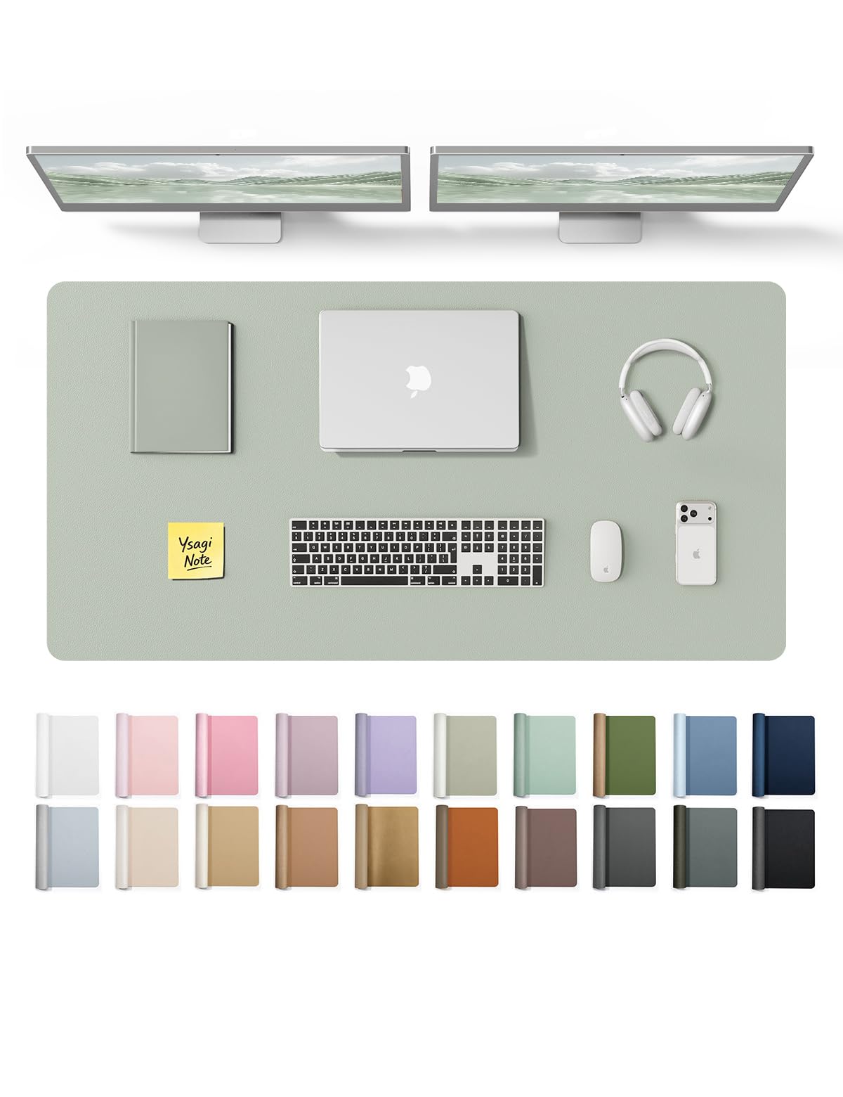 YSAGi Leather Desk Protector, Office Mat, Large Mouse Mat, Non-Slip PU Leather Blotter, Laptop Desk